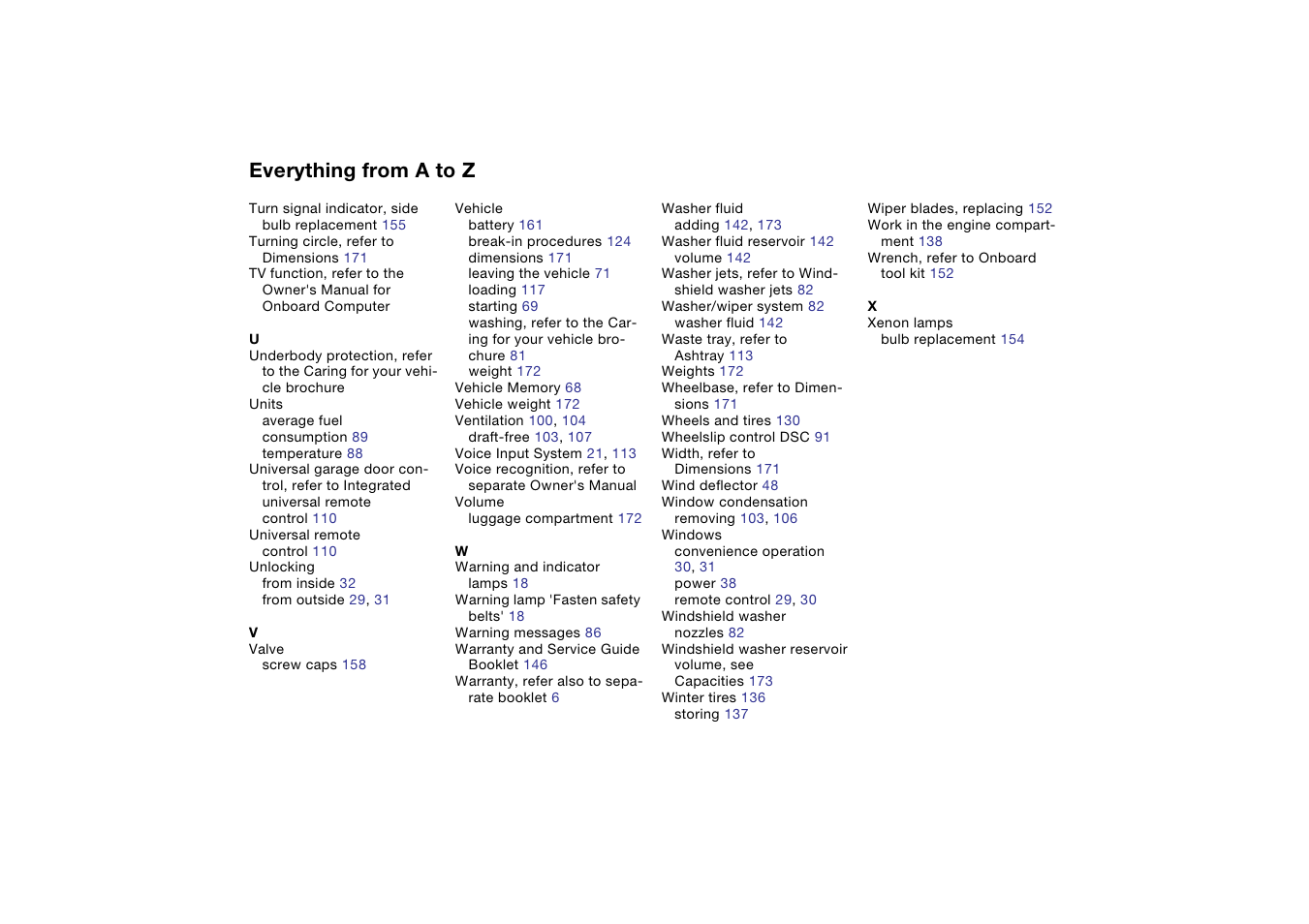 Everything from a to z | BMW 325Ci Coupe 2005 User Manual | Page 186 / 190