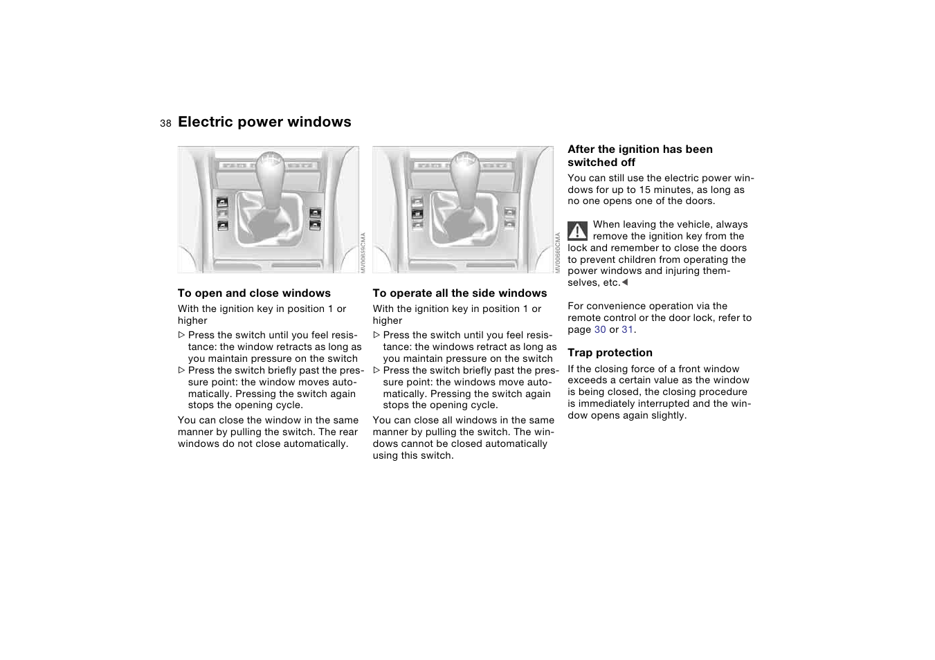 Electric power windows | BMW 325Ci Coupe 2005 User Manual | Page 38 / 190