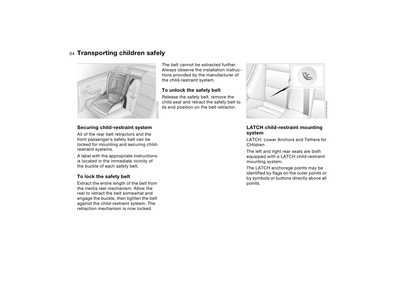 Transporting children safely | BMW 325Ci Coupe 2005 User Manual | Page 64 / 190