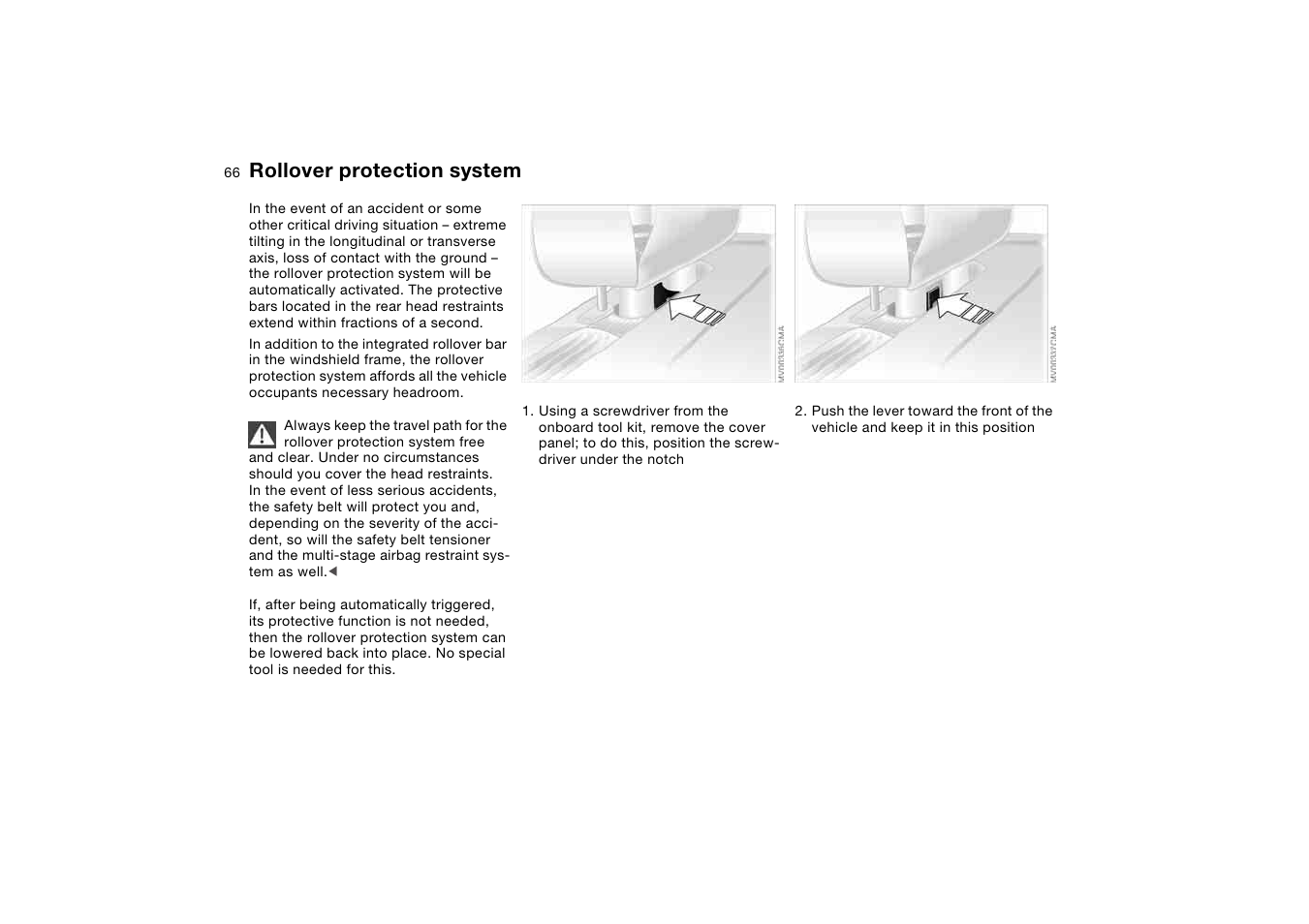 Rollover protection system | BMW 325Ci Coupe 2005 User Manual | Page 66 / 190