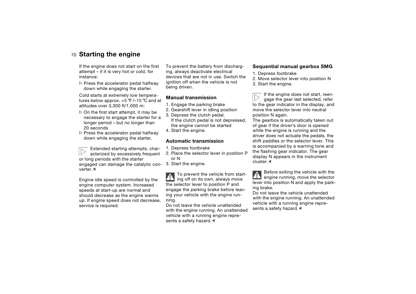 Starting the engine | BMW 325Ci Coupe 2005 User Manual | Page 70 / 190