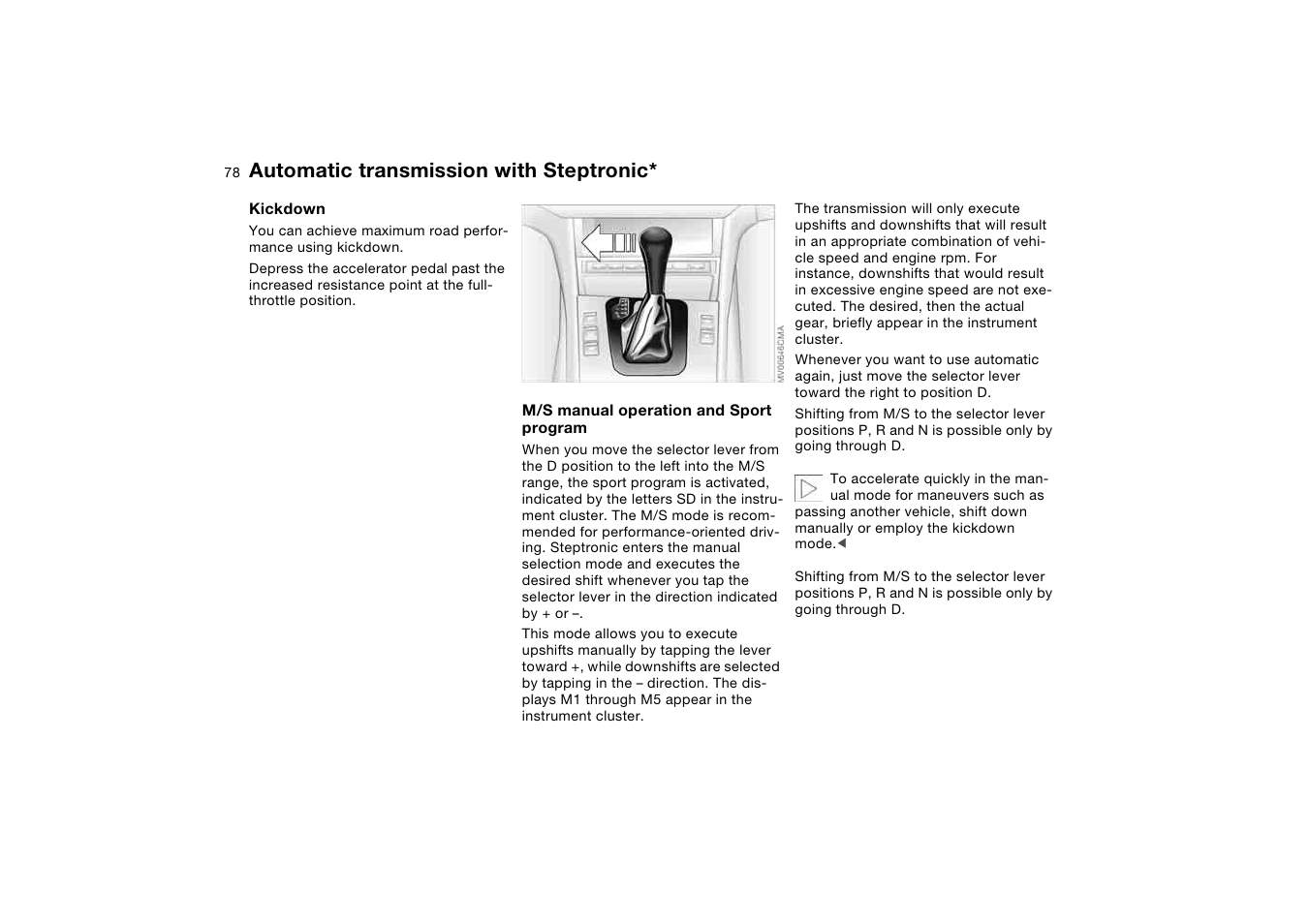 Automatic transmission with steptronic | BMW 325Ci Coupe 2005 User Manual | Page 78 / 190