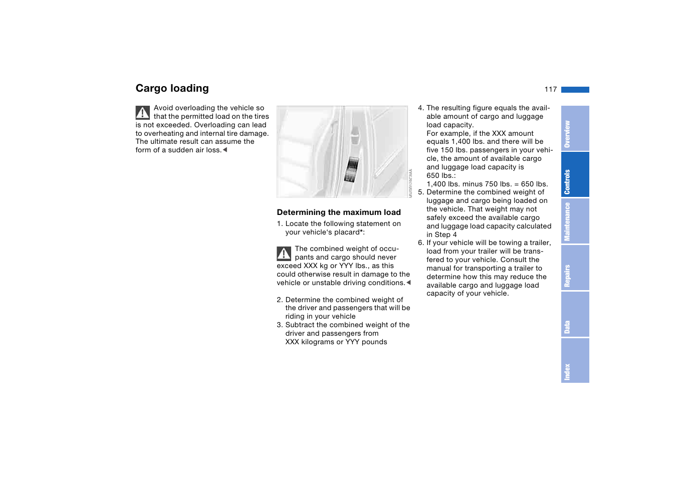 Cargo loading | BMW 330Ci Convertible 2005 User Manual | Page 117 / 190