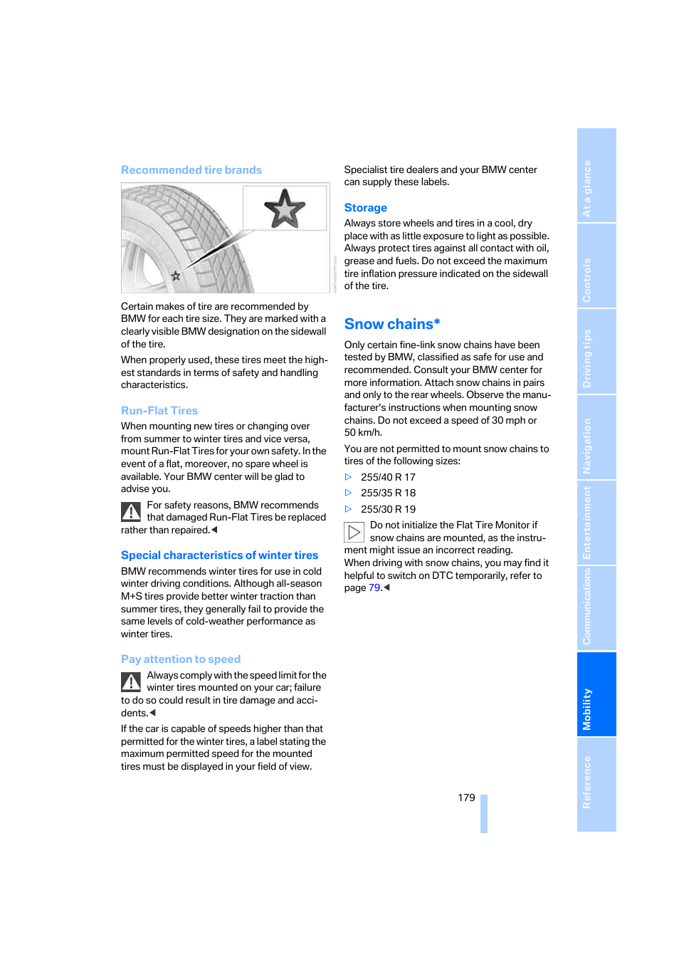 Snow chains | BMW 330i Sedan 2005 User Manual | Page 180 / 223