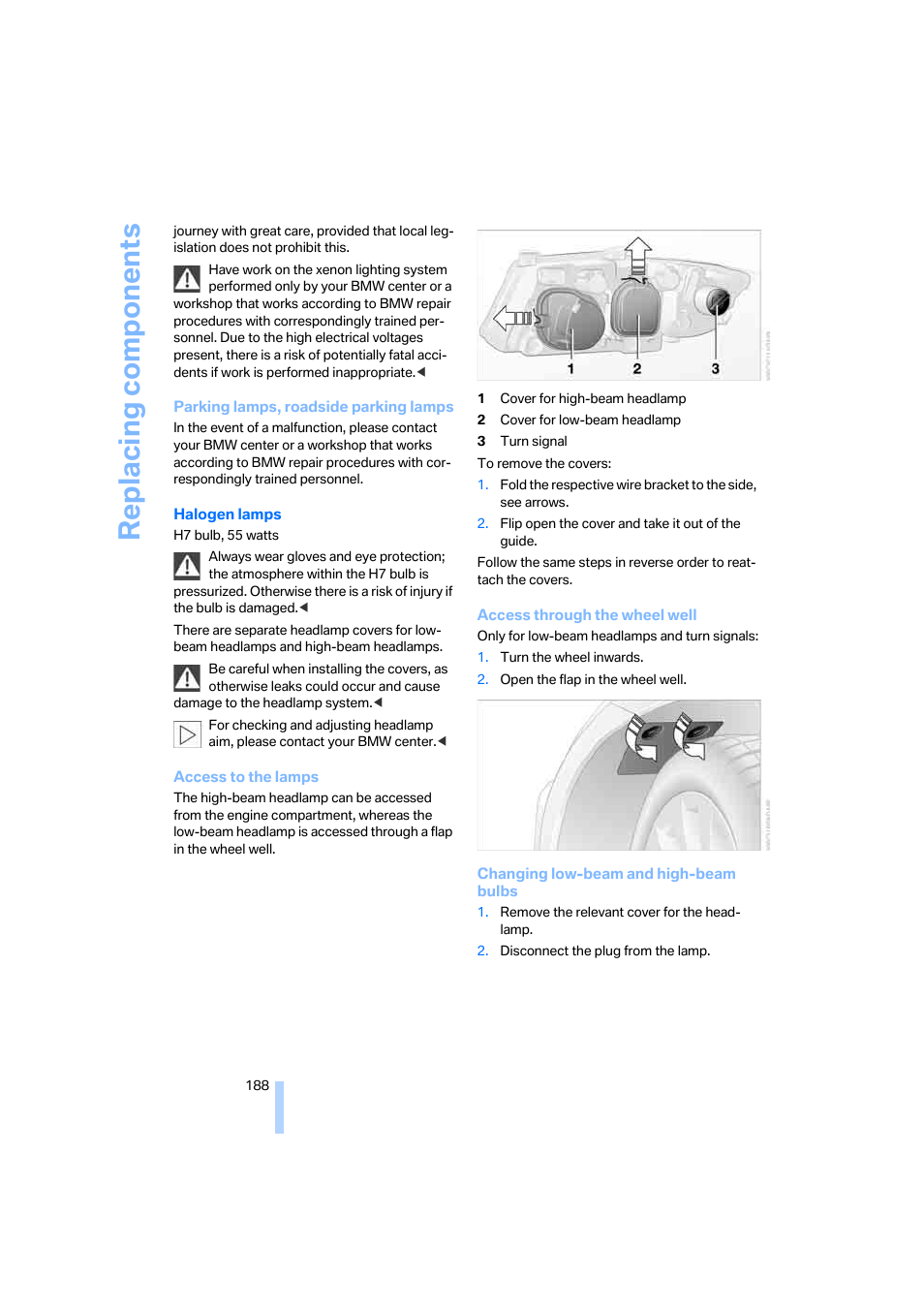 Replacing components | BMW 330i Sedan 2005 User Manual | Page 189 / 223