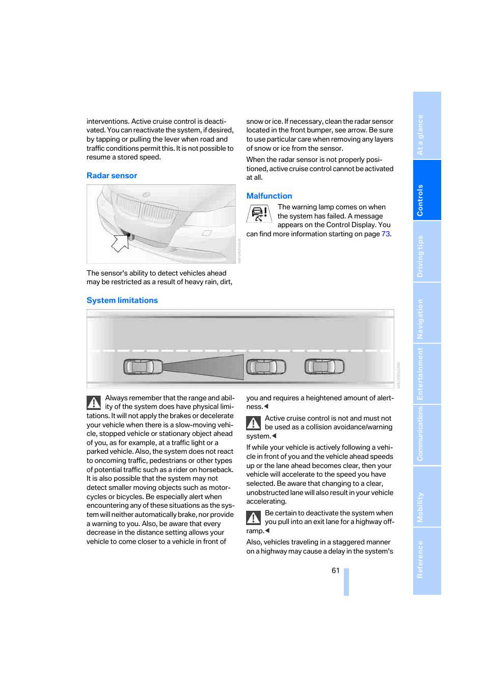 BMW 330i Sedan 2005 User Manual | Page 62 / 223