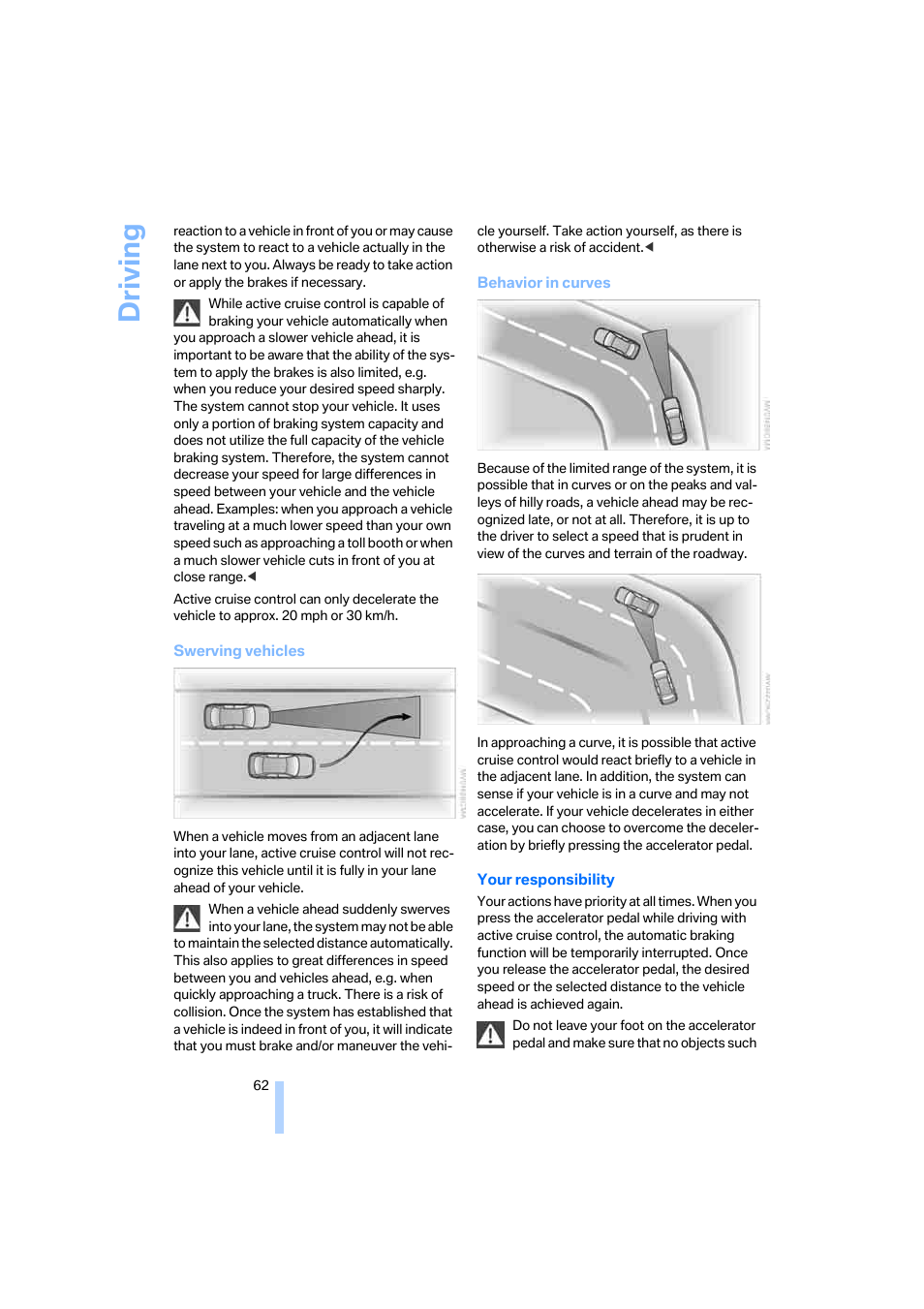 Driving | BMW 330i Sedan 2005 User Manual | Page 63 / 223