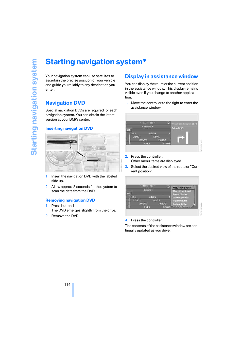 Starting navigation system | BMW 525i Sedan 2005 User Manual | Page 115 / 221