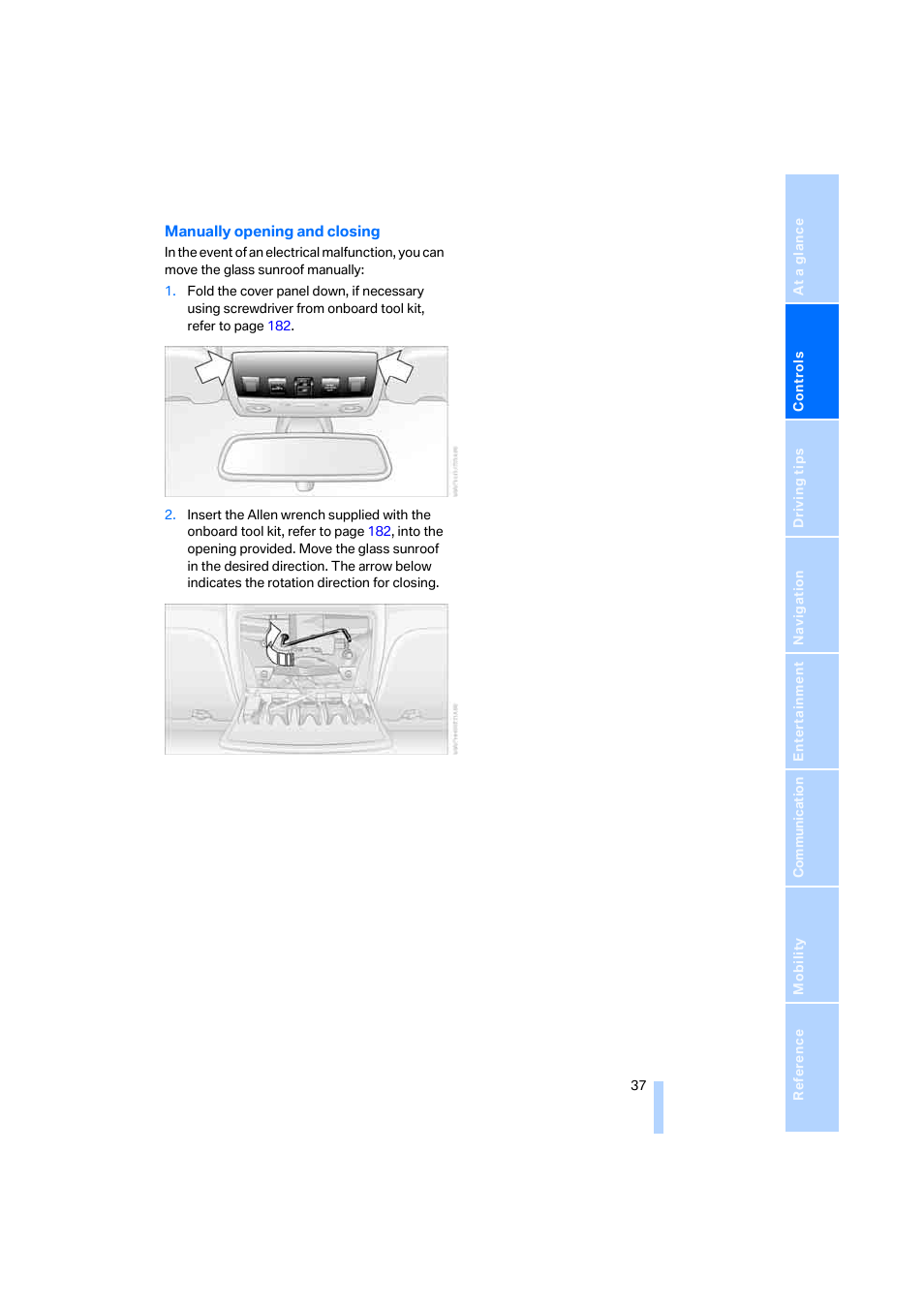 BMW 525i Sedan 2005 User Manual | Page 38 / 221