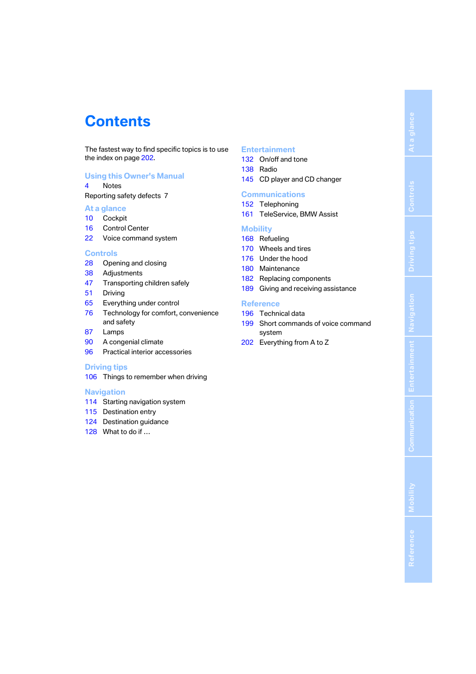 BMW 525i Sedan 2005 User Manual | Page 4 / 221