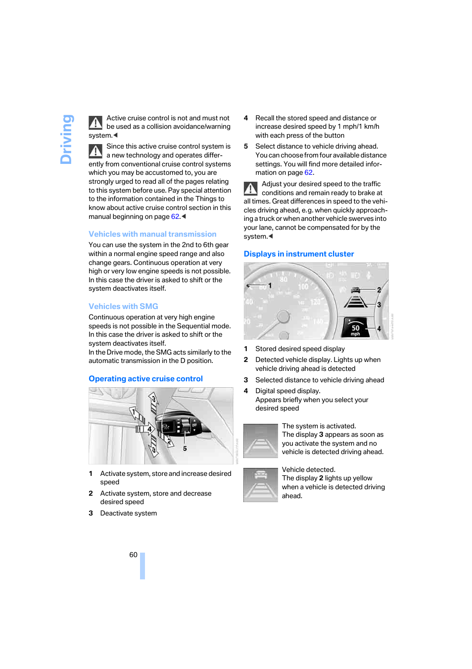 Driving | BMW 525i Sedan 2005 User Manual | Page 61 / 221