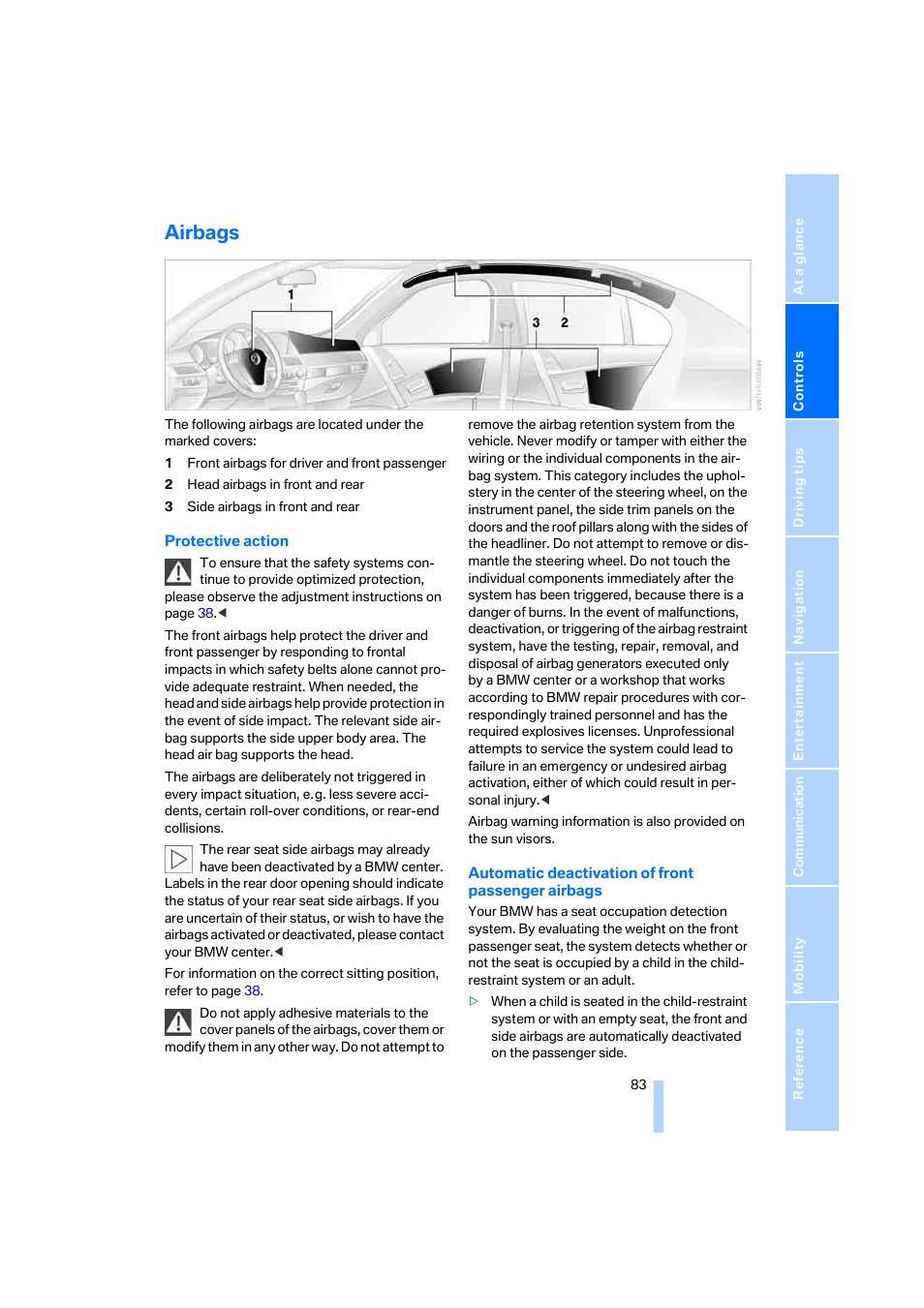 Airbags | BMW 525i Sedan 2005 User Manual | Page 84 / 221