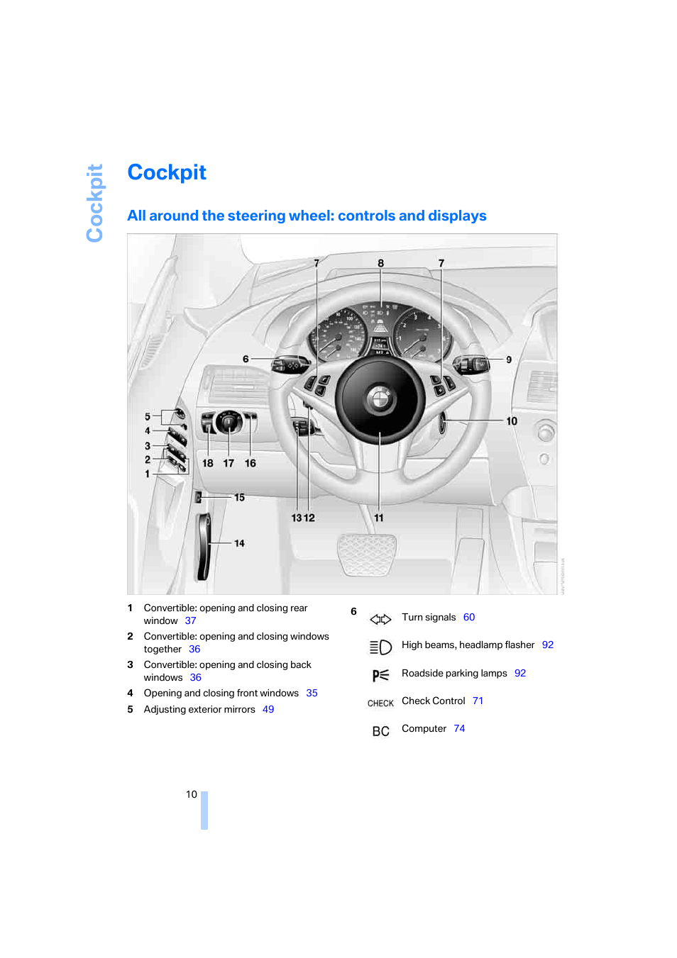 Cockpit | BMW 645Ci Coupe 2005 User Manual | Page 11 / 217