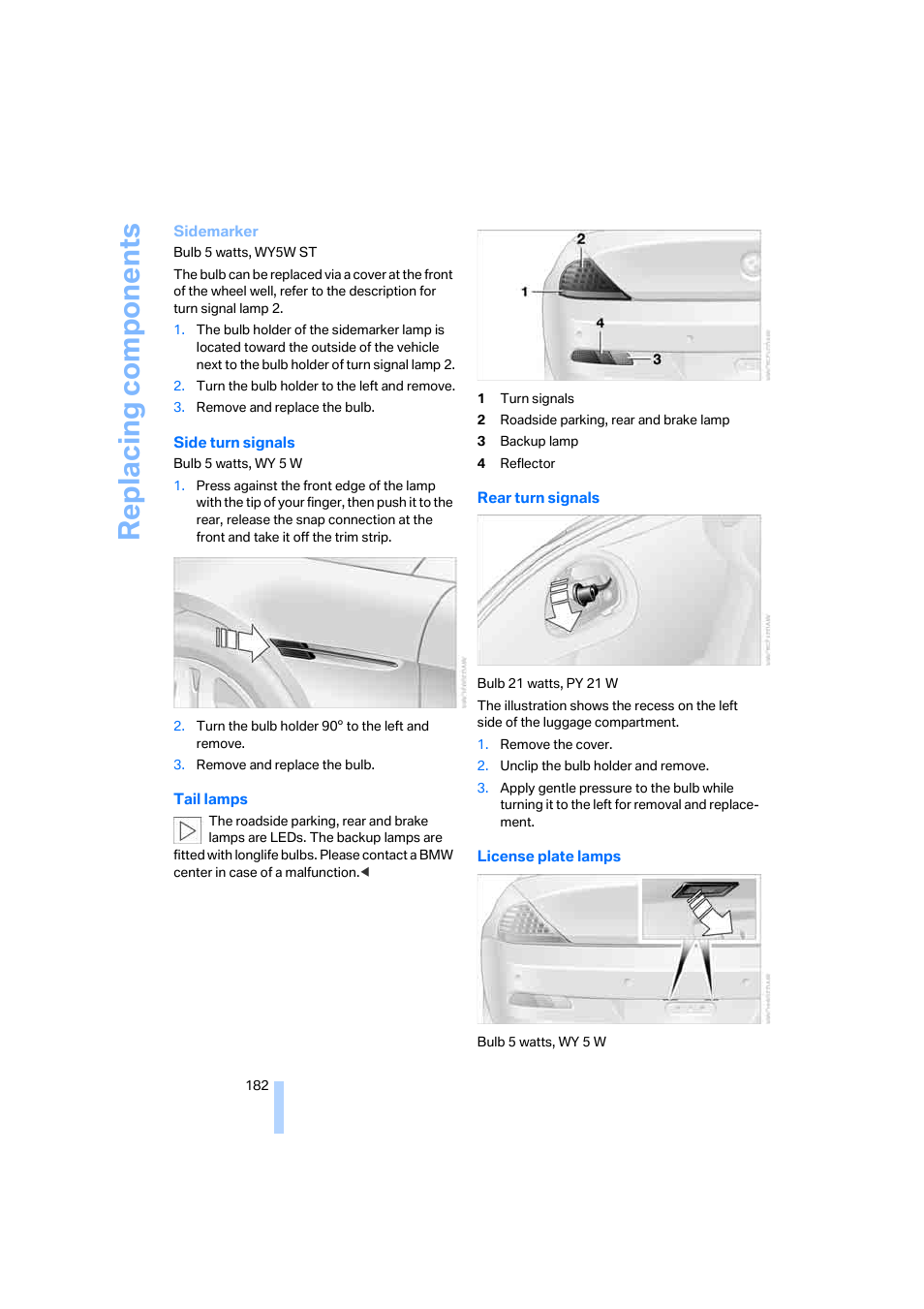 Replacing components | BMW 645Ci Coupe 2005 User Manual | Page 183 / 217