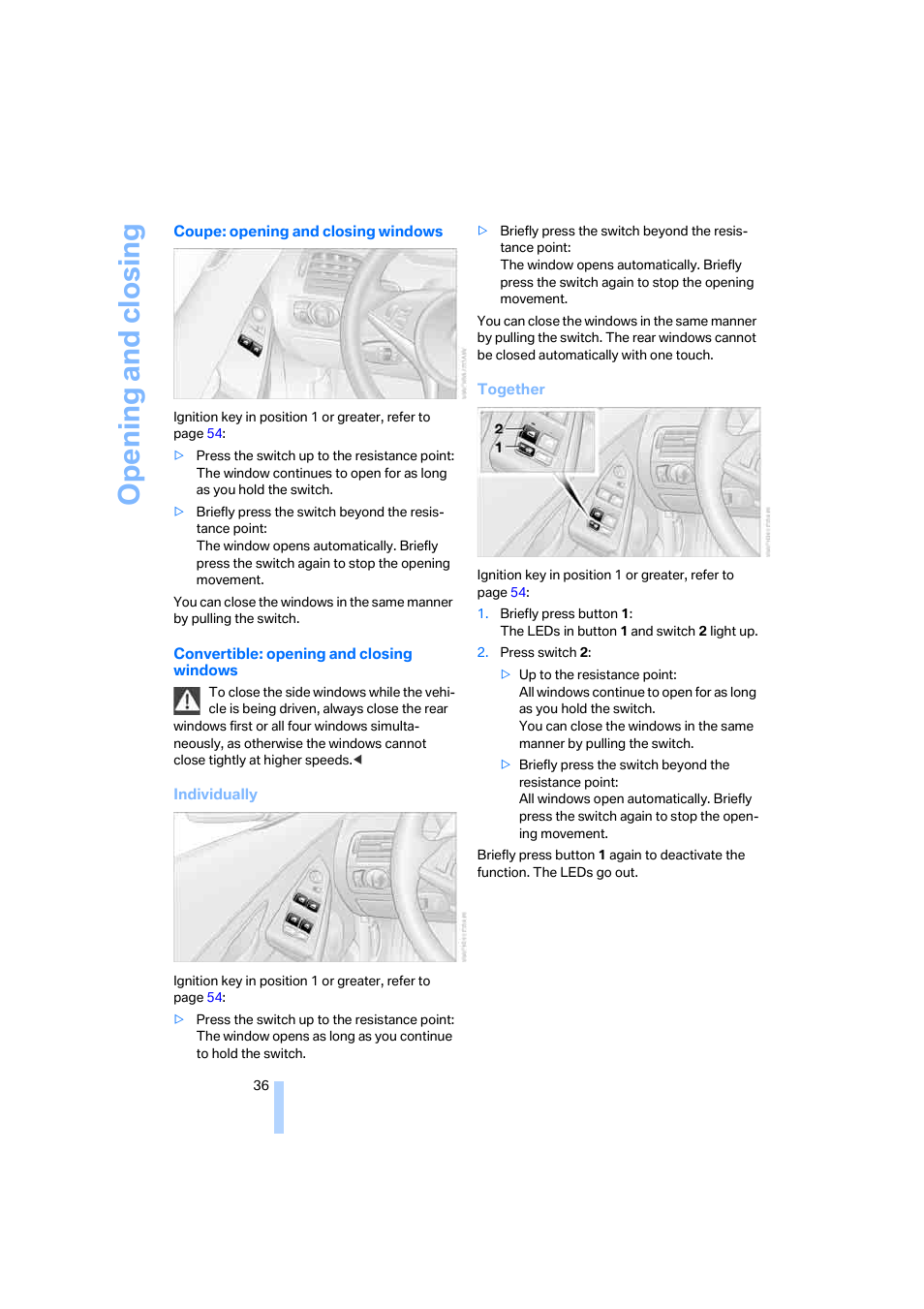 Opening and closing | BMW 645Ci Coupe 2005 User Manual | Page 37 / 217