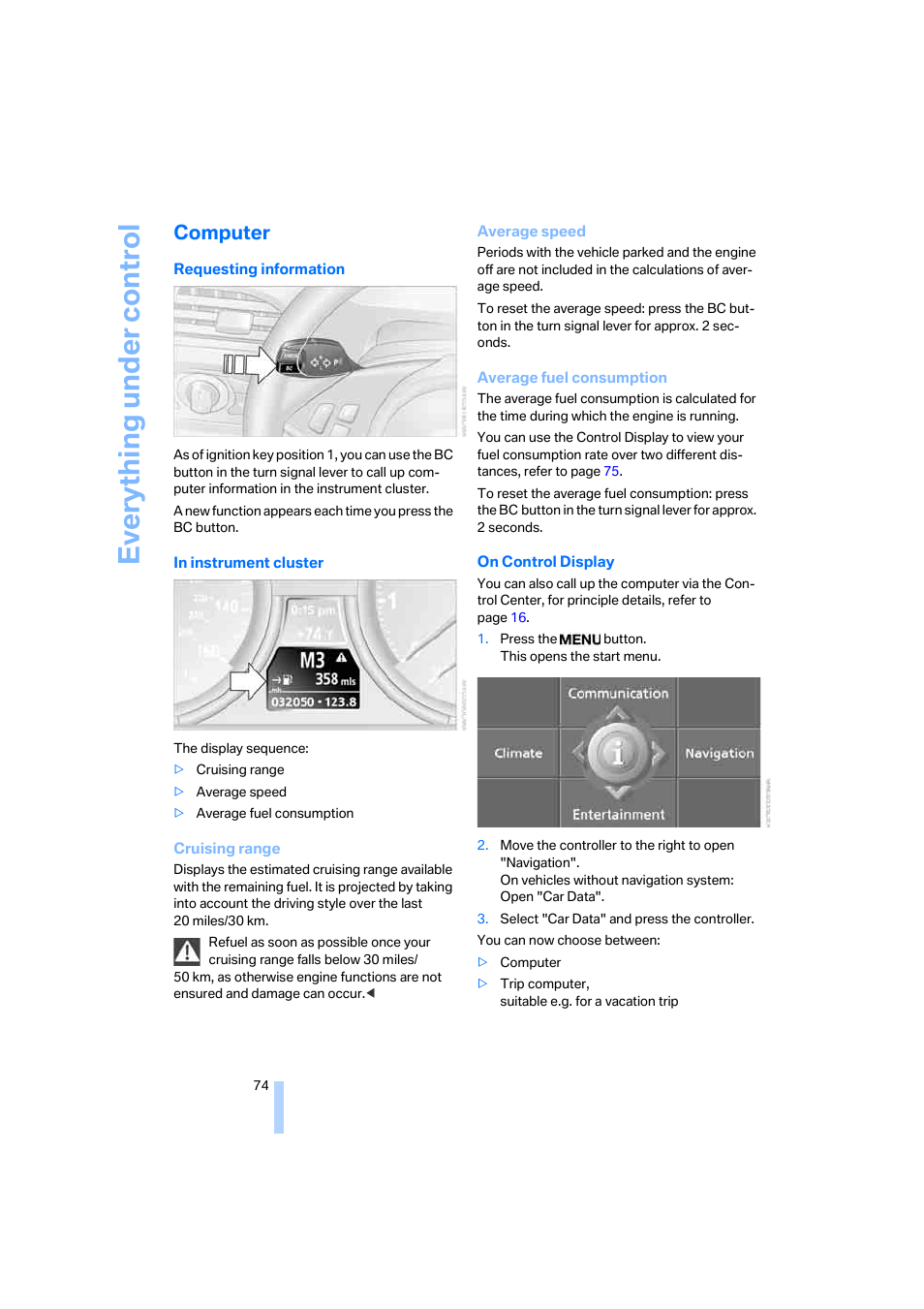 Computer, Eve ryth ing un de r co nt rol | BMW 645Ci Coupe 2005 User Manual | Page 75 / 217