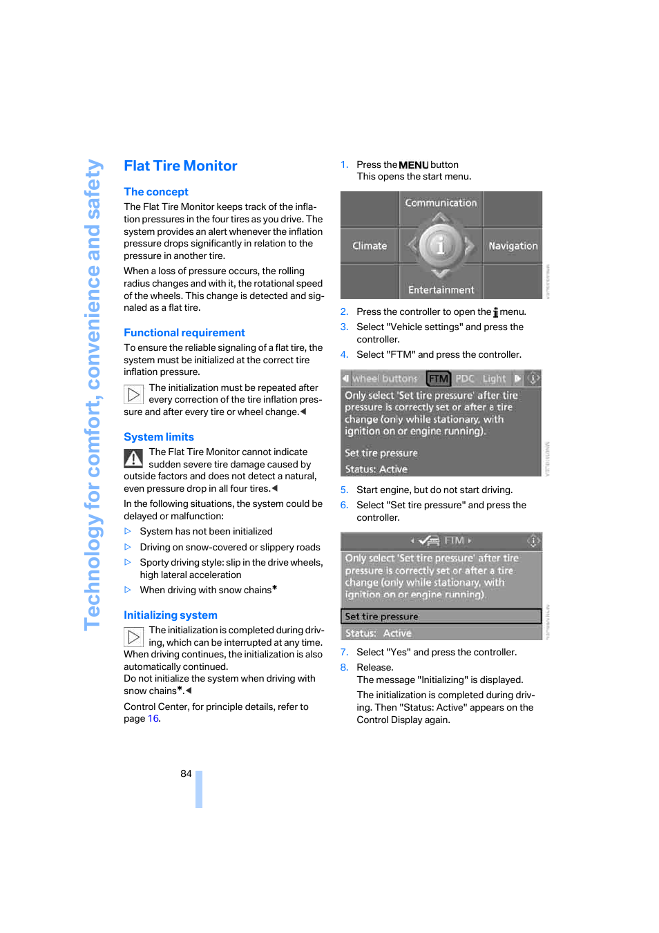 Flat tire monitor | BMW 645Ci Coupe 2005 User Manual | Page 85 / 217