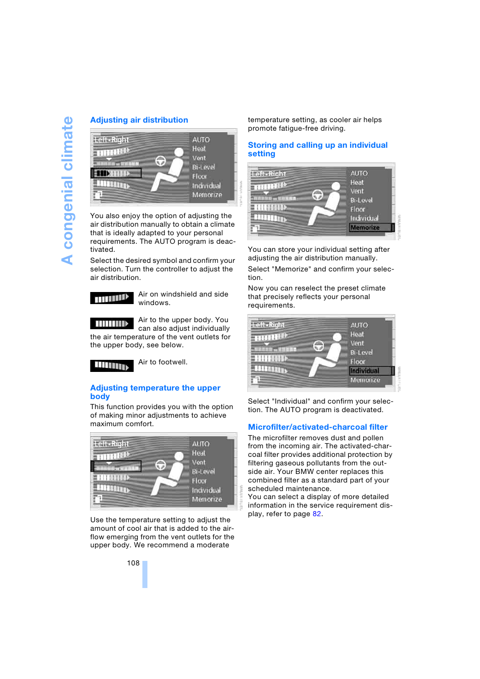 Ac o ngenia l cl imat e | BMW 745i Sedan 2005 User Manual | Page 110 / 239