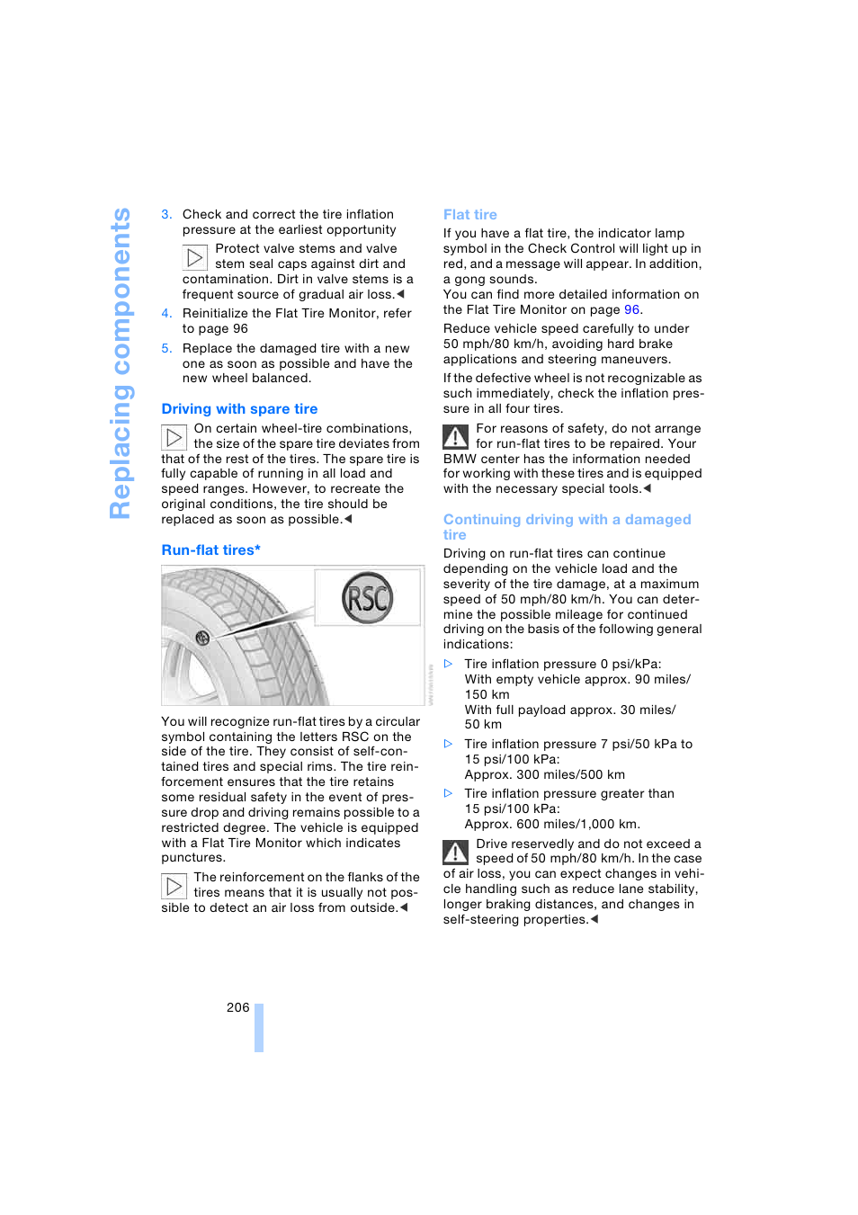 Replacing comp onents | BMW 745i Sedan 2005 User Manual | Page 208 / 239