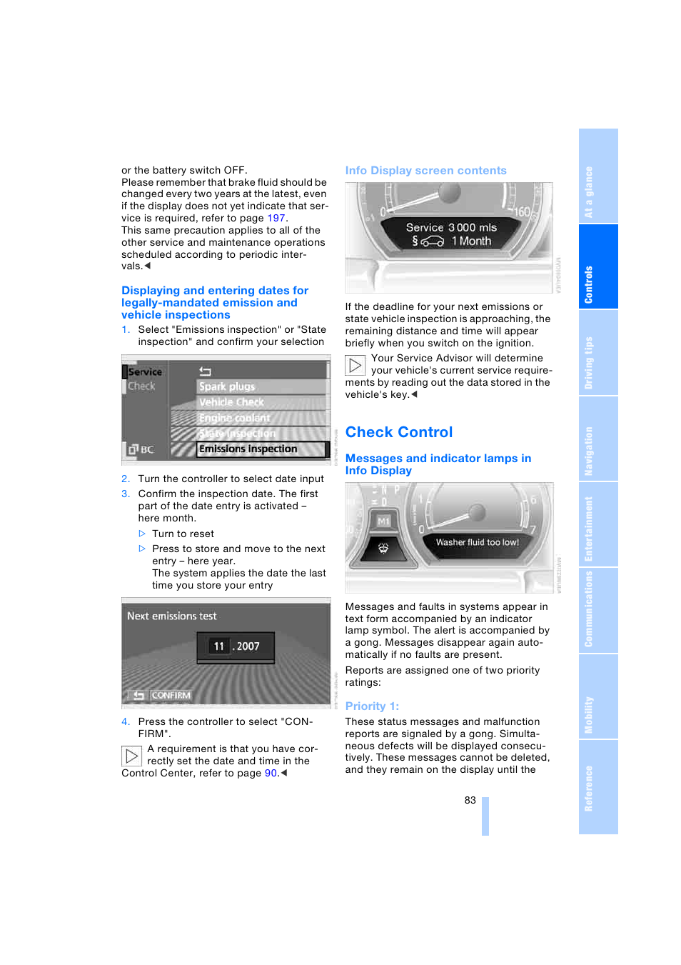 Check control | BMW 745i Sedan 2005 User Manual | Page 85 / 239