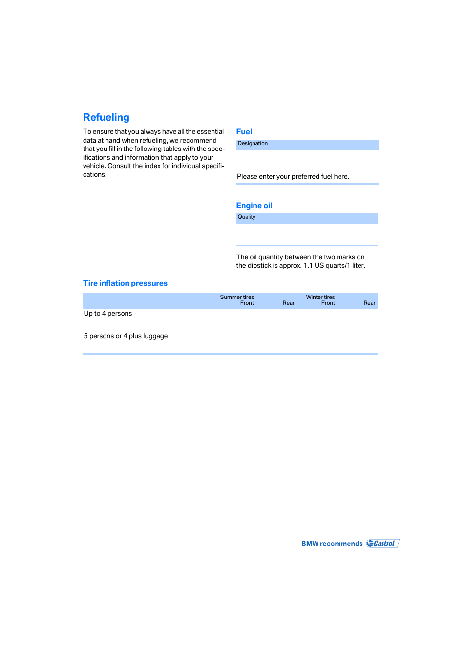 Refueling | BMW X3 2.5i SAV 2005 User Manual | Page 124 / 126