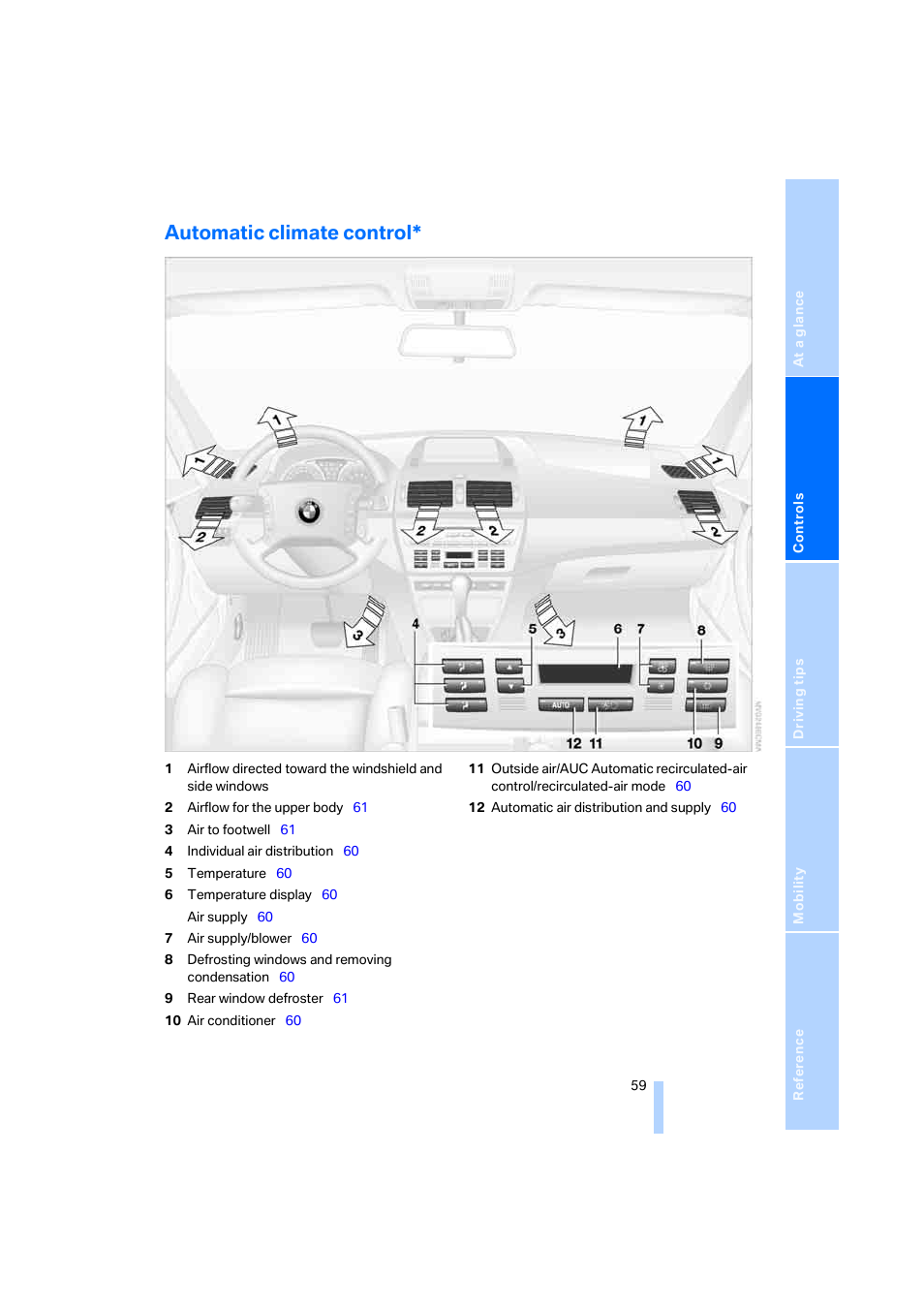 Automatic climate control | BMW X3 2.5i SAV 2005 User Manual | Page 60 / 126