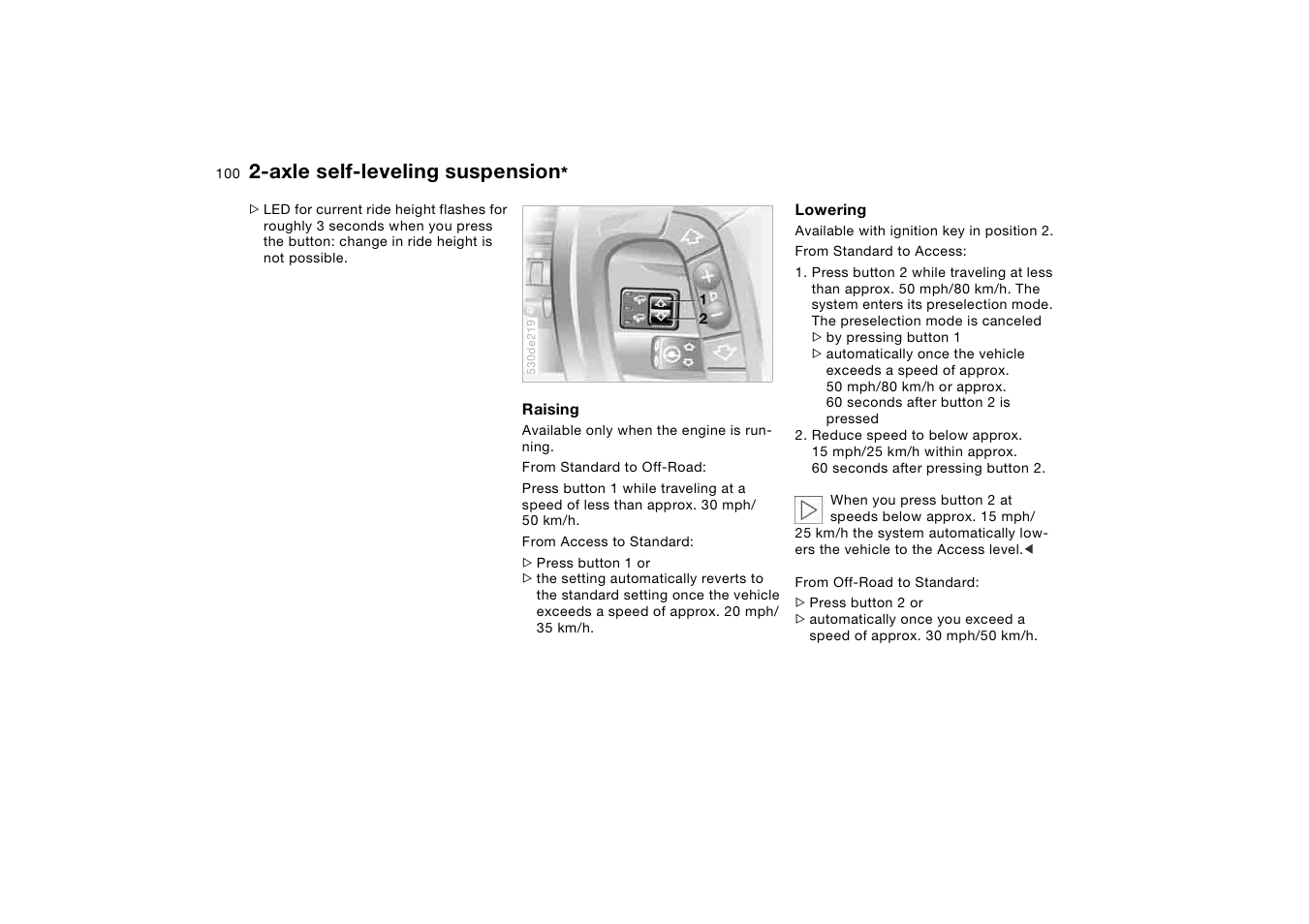 Axle self-leveling suspension | BMW X5 3.0i SAV 2005 User Manual | Page 100 / 200