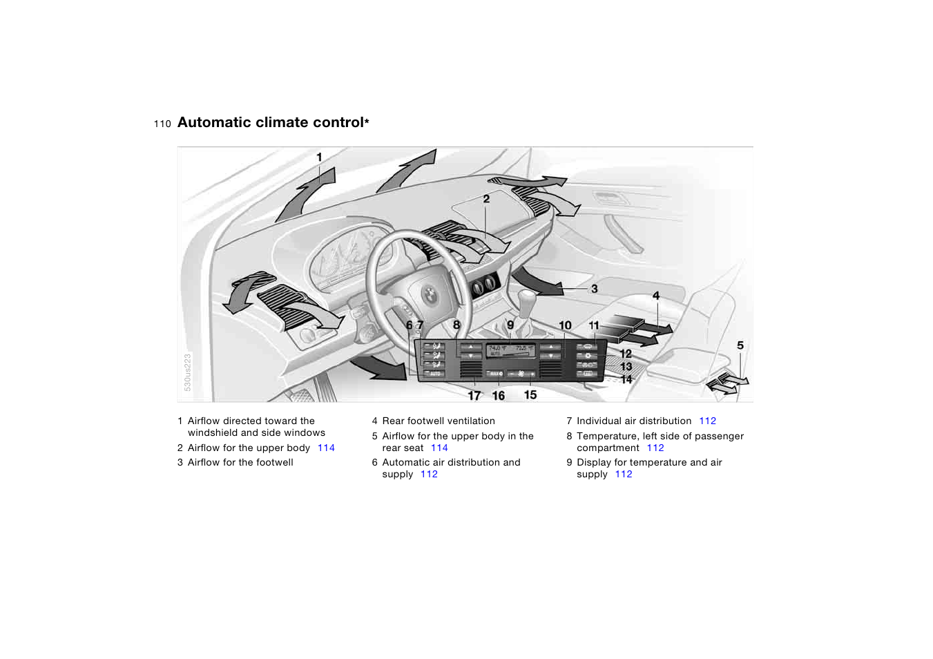 Automatic climate control | BMW X5 3.0i SAV 2005 User Manual | Page 110 / 200