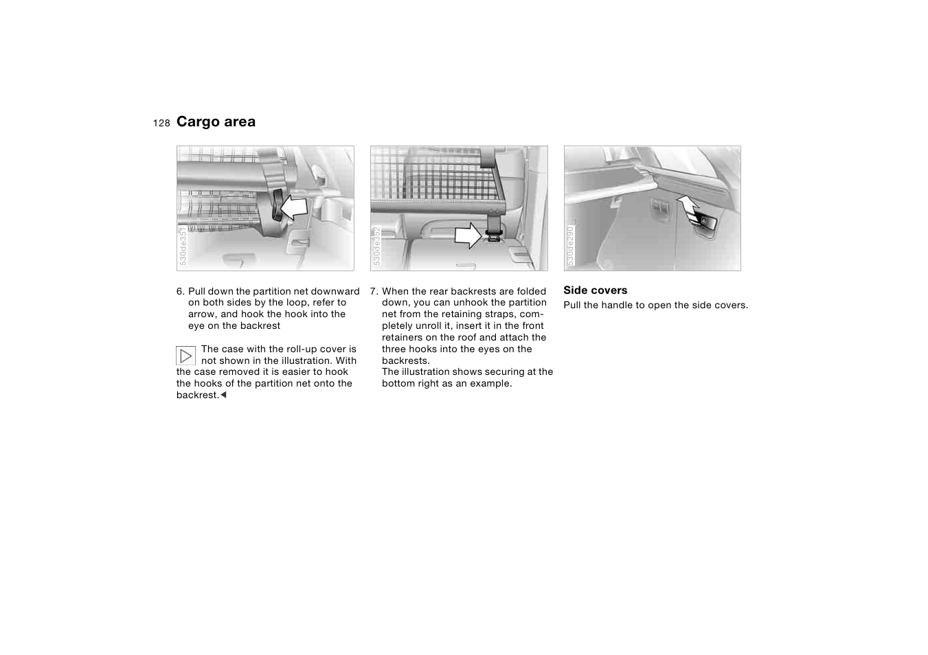 Cargo area | BMW X5 3.0i SAV 2005 User Manual | Page 128 / 200