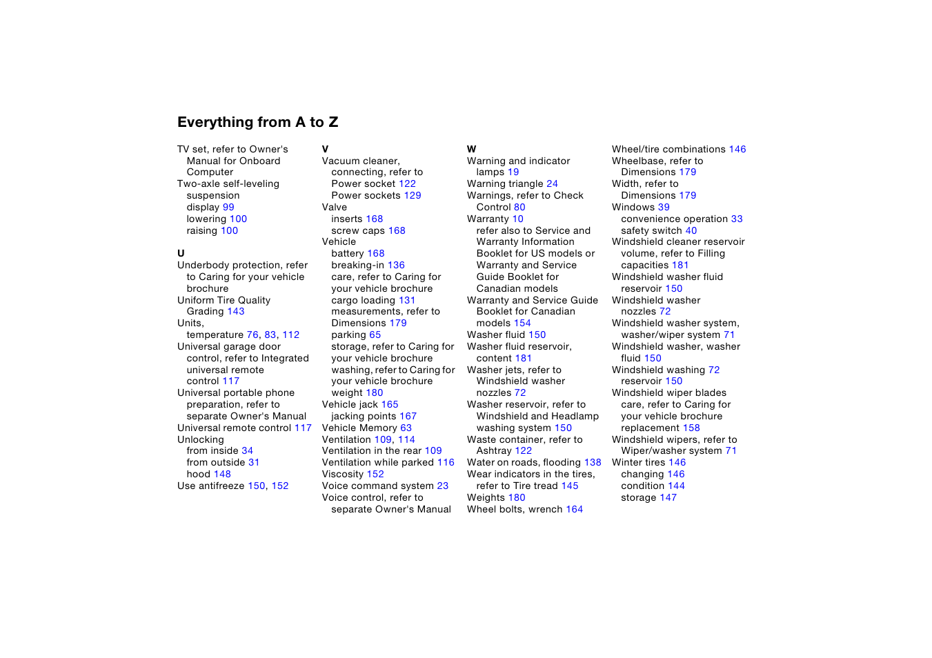 Everything from a to z | BMW X5 3.0i SAV 2005 User Manual | Page 196 / 200