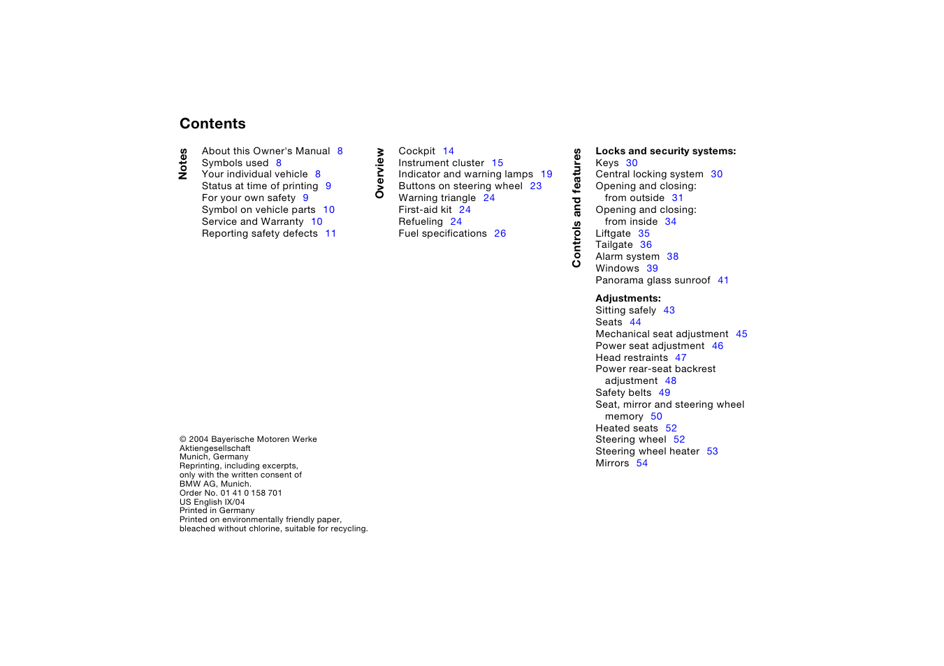 BMW X5 3.0i SAV 2005 User Manual | Page 4 / 200