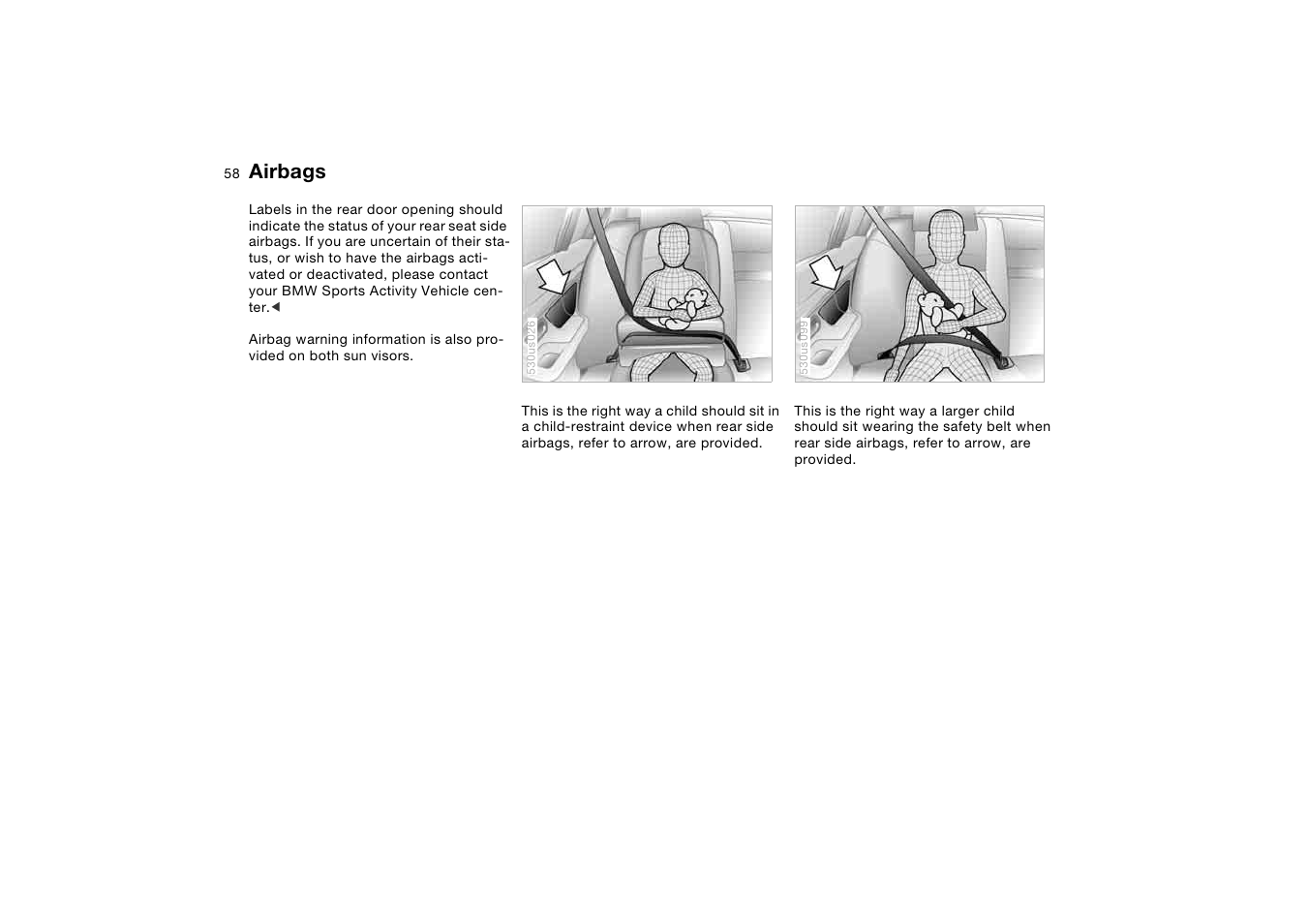 Airbags | BMW X5 3.0i SAV 2005 User Manual | Page 58 / 200