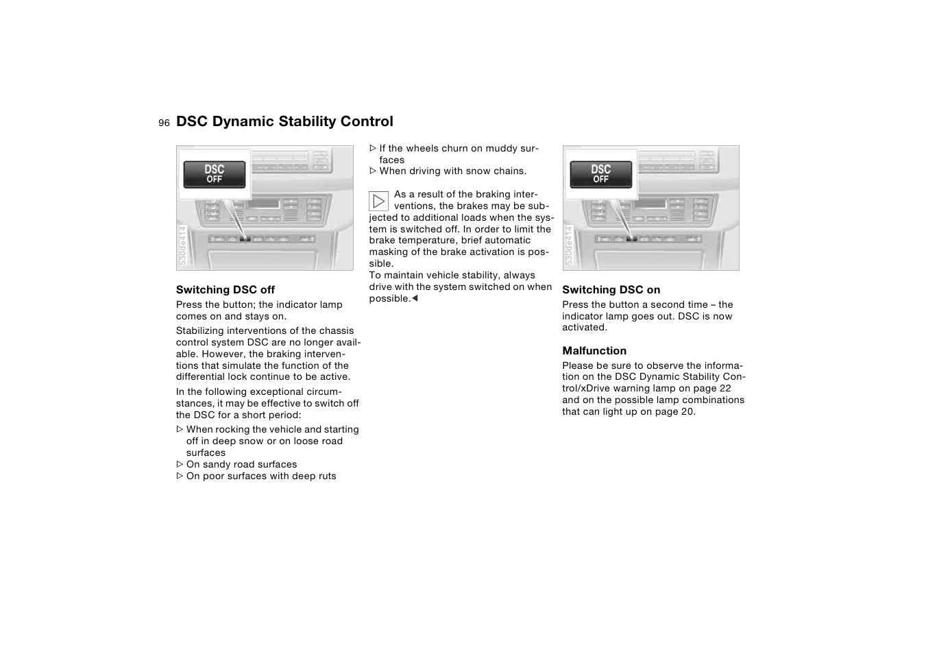 Dsc dynamic stability control | BMW X5 3.0i SAV 2005 User Manual | Page 96 / 200