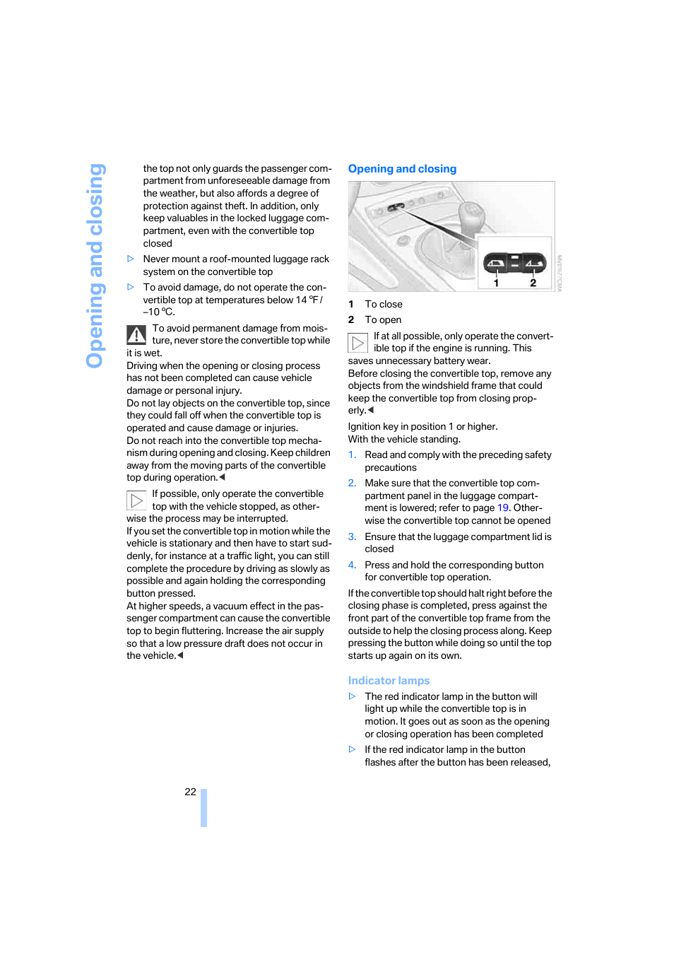 Opening and closing | BMW Z4 Roadster 2.5i 2005 User Manual | Page 24 / 120