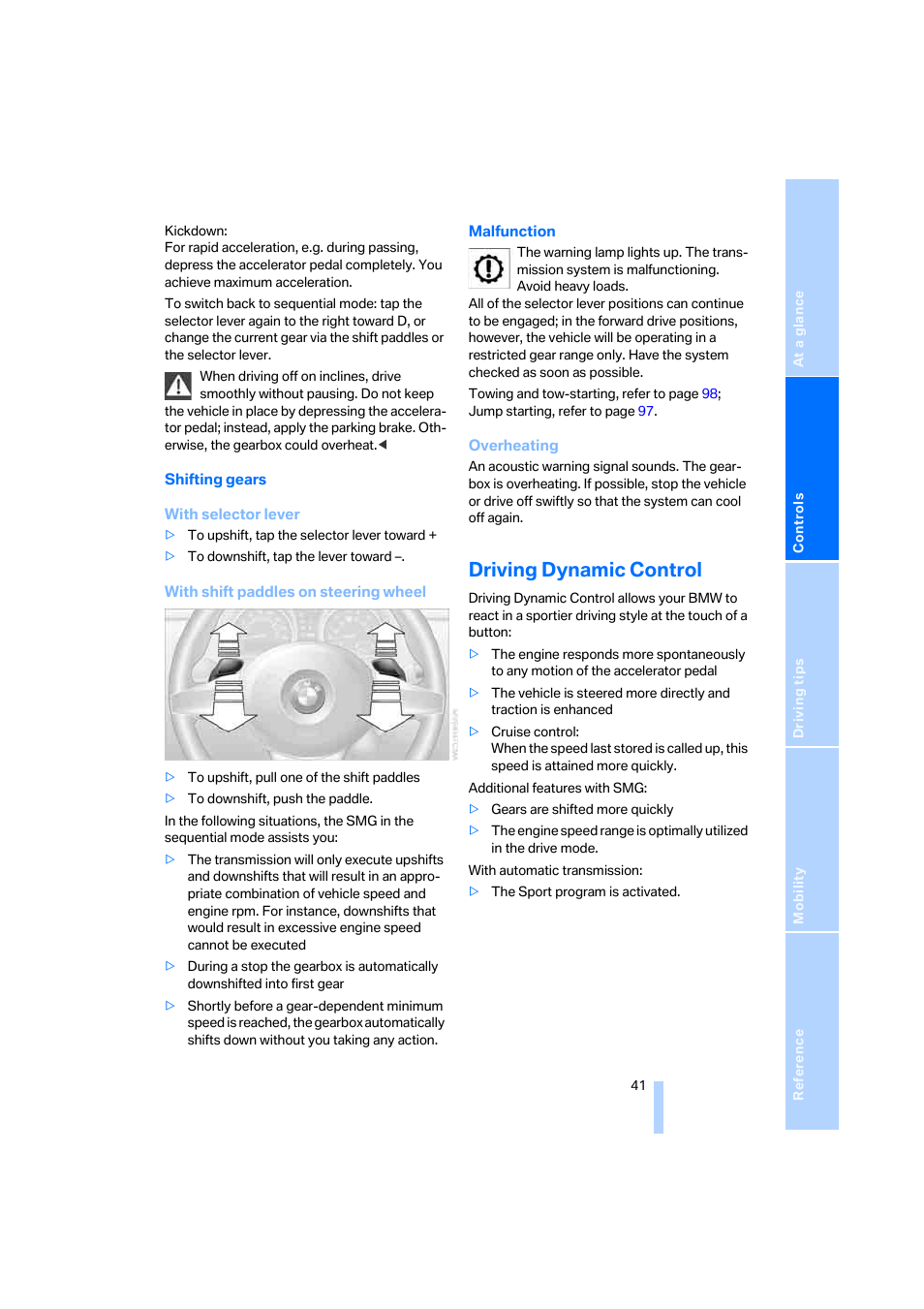 Driving dynamic control | BMW Z4 Roadster 2.5i 2005 User Manual | Page 43 / 120