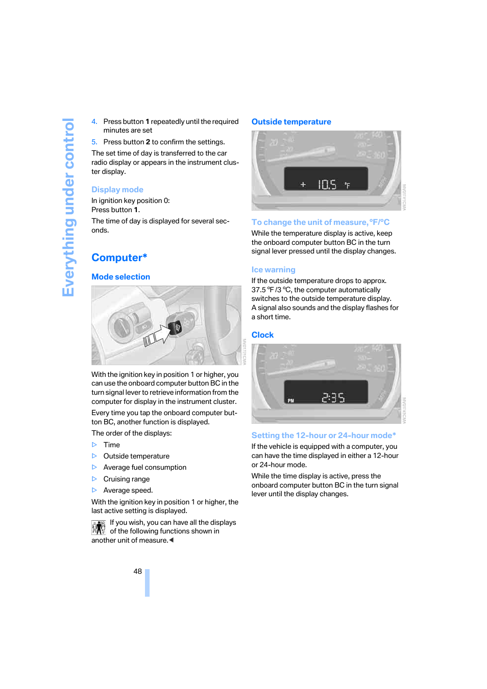 Computer, Everything under control | BMW Z4 Roadster 2.5i 2005 User Manual | Page 50 / 120