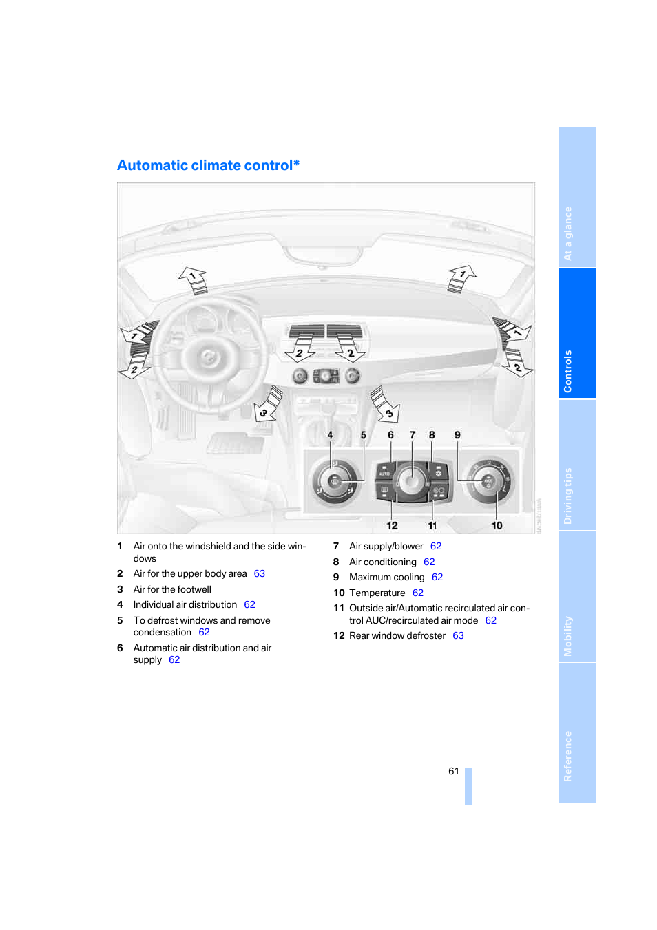 Automatic climate control | BMW Z4 Roadster 2.5i 2005 User Manual | Page 63 / 120