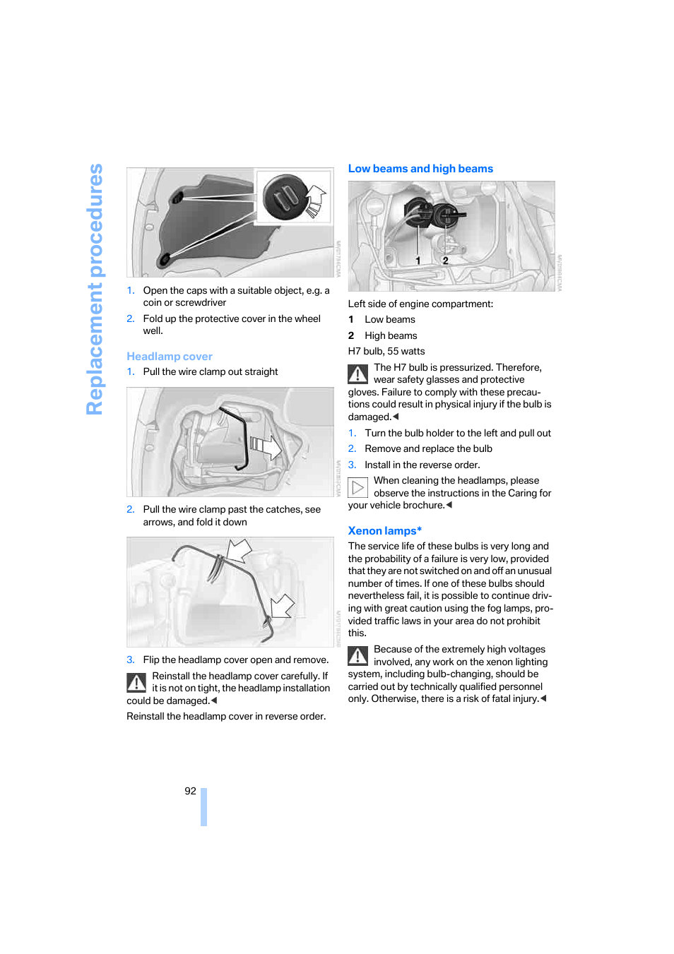 Replacemen t pr ocedures | BMW Z4 Roadster 2.5i 2005 User Manual | Page 94 / 120