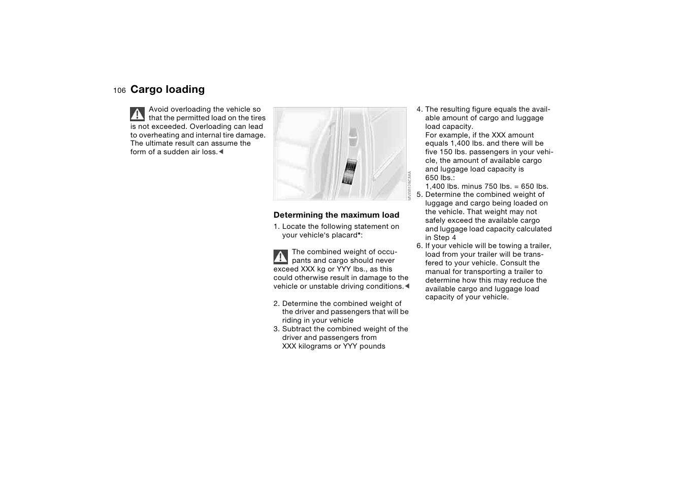 Cargo loading | BMW 325Ci Coupe 2004 User Manual | Page 106 / 174