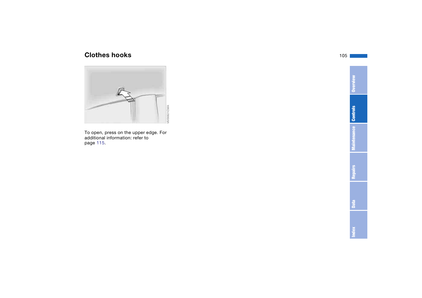 Clothes hooks | BMW 330Ci Coupe 2004 User Manual | Page 105 / 174