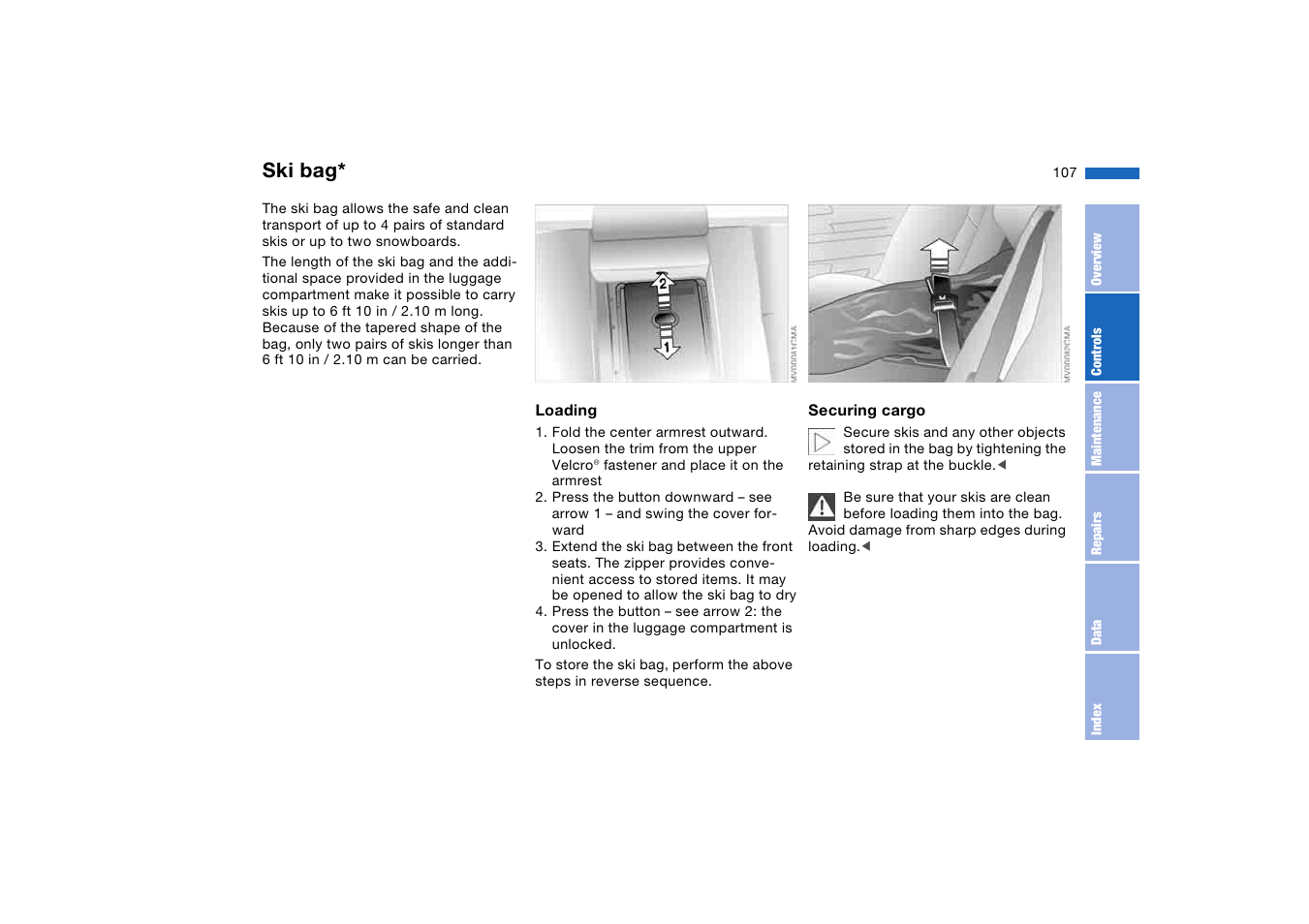 Ski bag | BMW 330Ci Coupe 2004 User Manual | Page 107 / 174