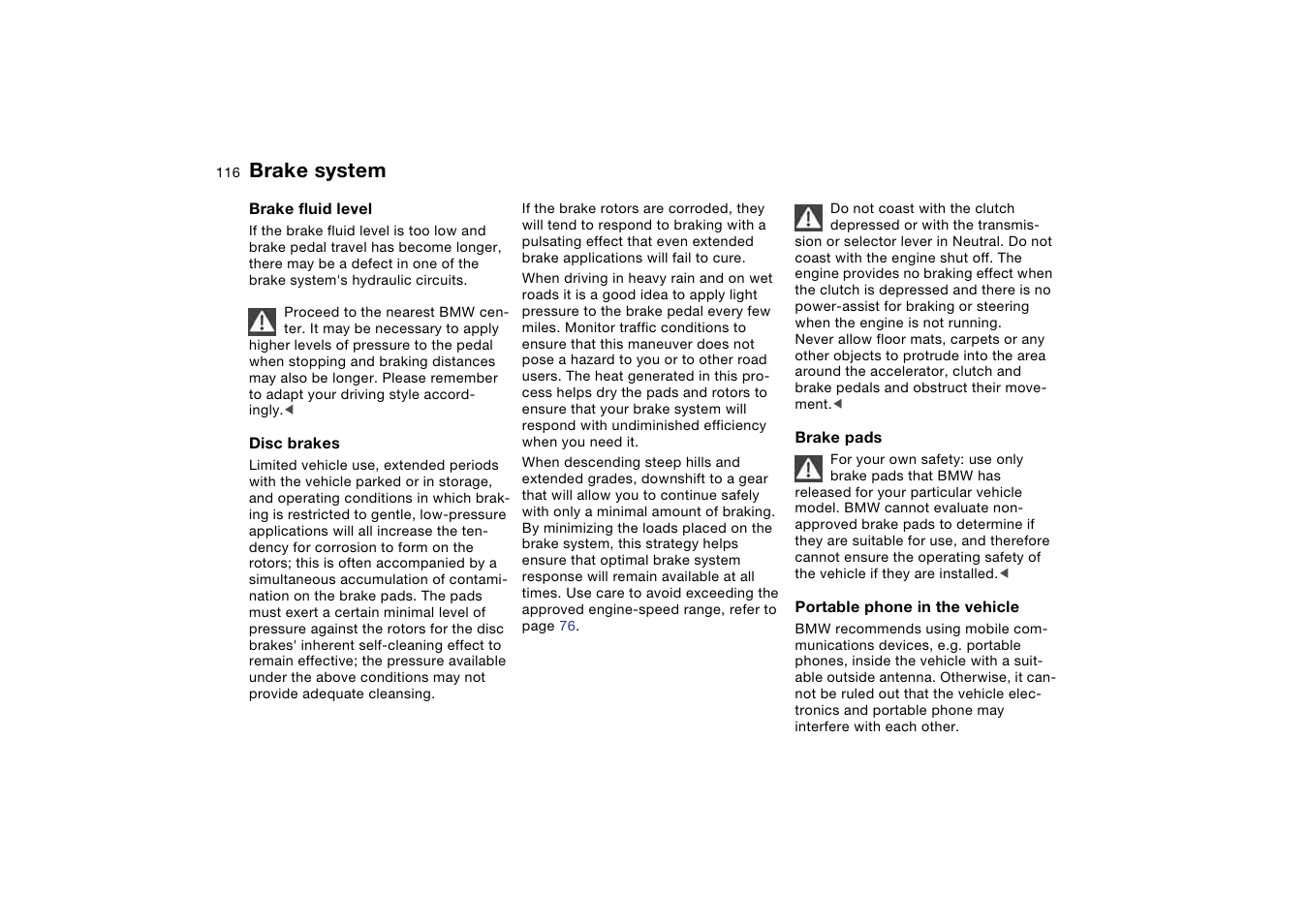 Brake system | BMW 330Ci Coupe 2004 User Manual | Page 116 / 174