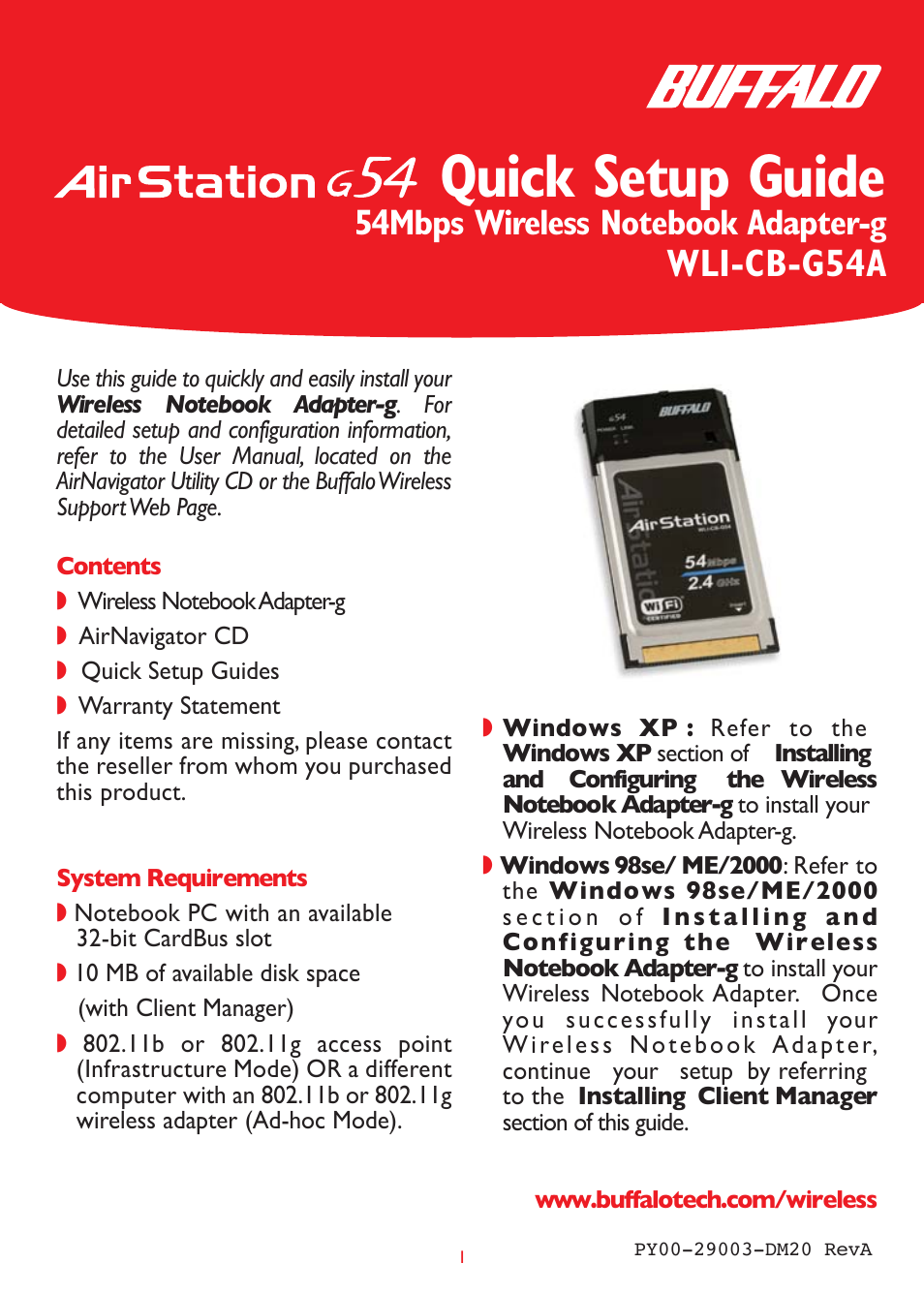 Buffalo Technology Buffalo AirStation WLI-CB-G54A User Manual | 12 pages