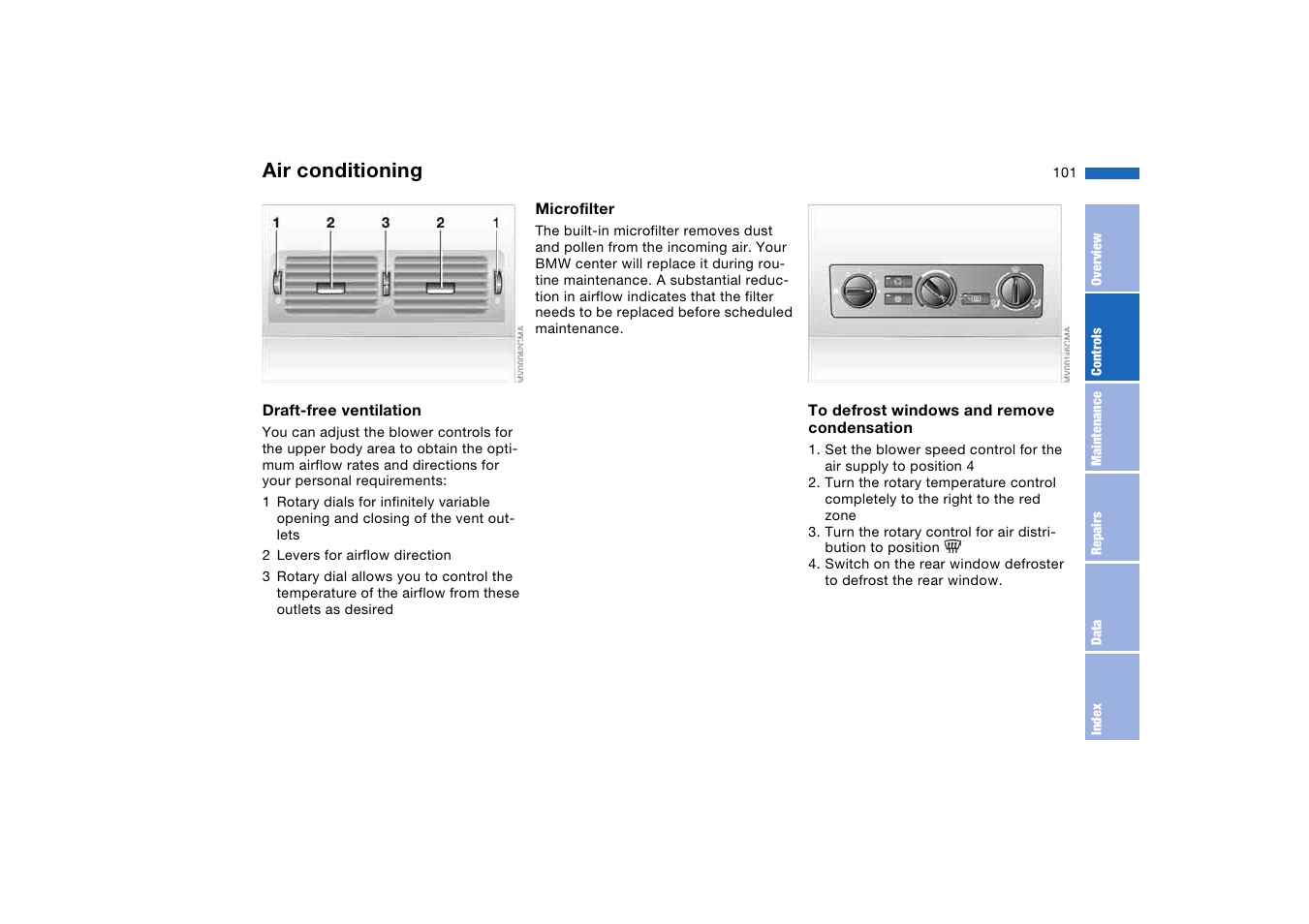 Air conditioning | BMW 330i Sedan 2004 User Manual | Page 101 / 182