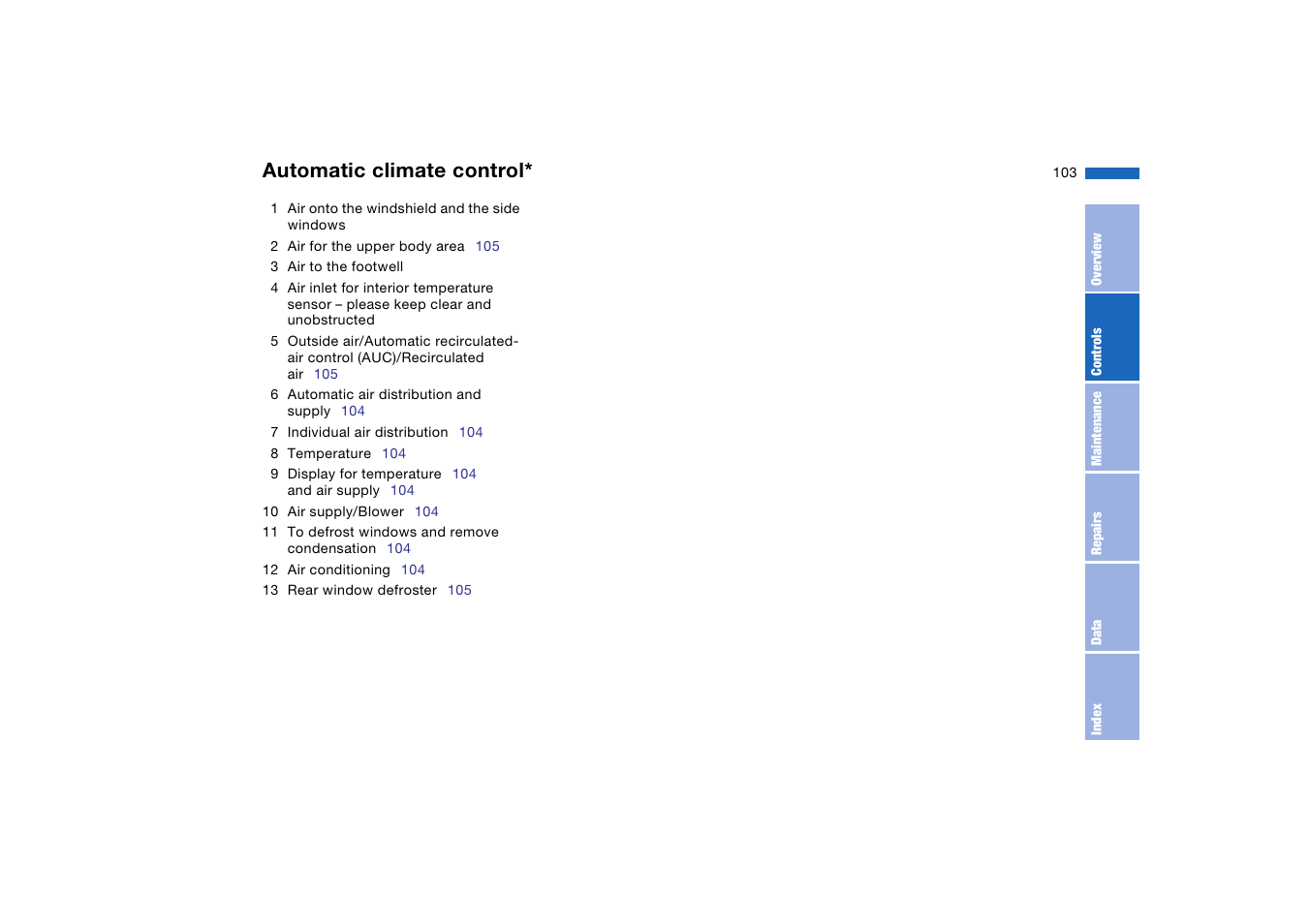 Automatic climate control | BMW 330i Sedan 2004 User Manual | Page 103 / 182