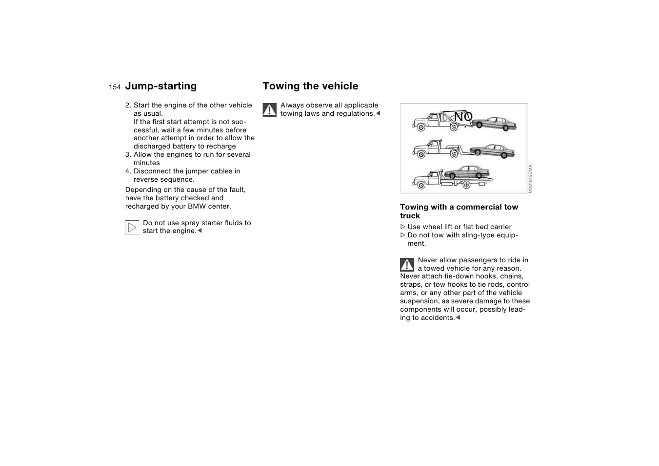 Towing the vehicle, Jump-starting | BMW 330i Sedan 2004 User Manual | Page 154 / 182