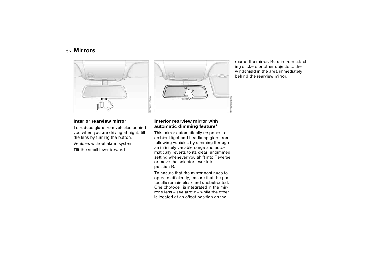 Mirrors | BMW 330i Sedan 2004 User Manual | Page 56 / 182