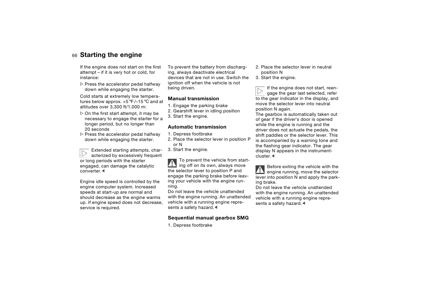 Starting the engine | BMW 330i Sedan 2004 User Manual | Page 66 / 182