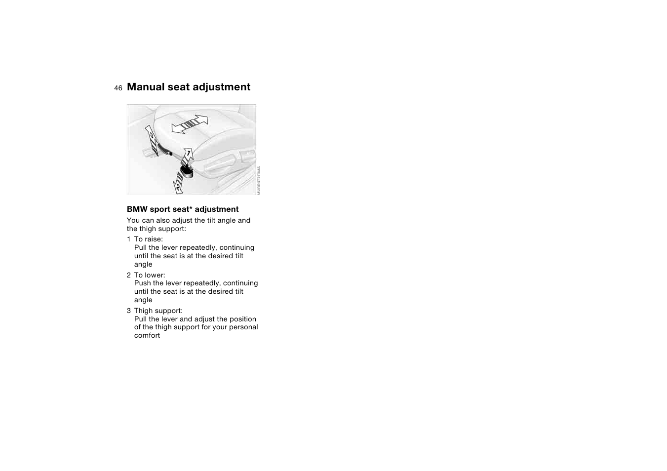 Manual seat adjustment | BMW 325iT Sports Wagon 2004 User Manual | Page 46 / 178