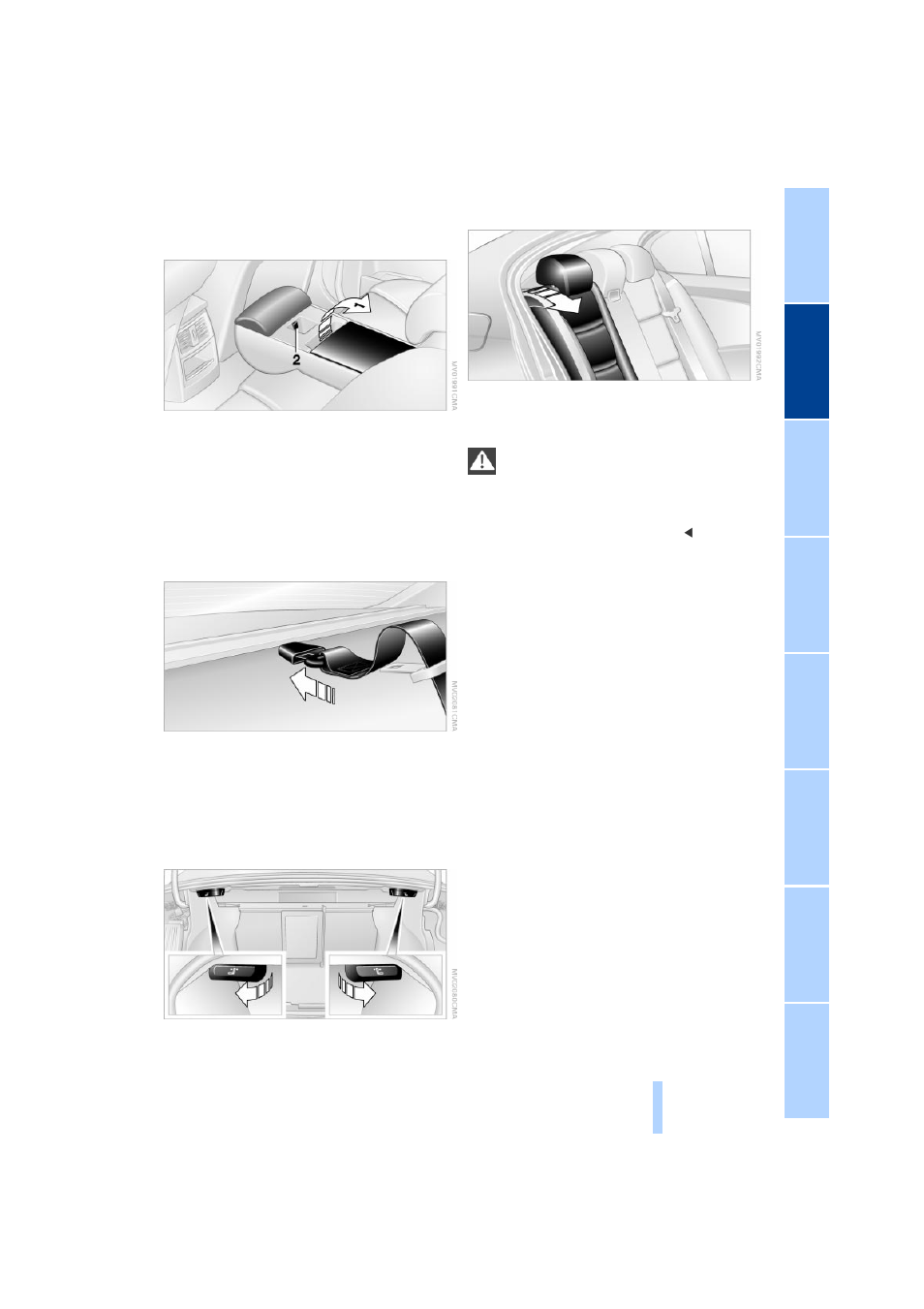 Rear center armrest, Fold down rear seat, Ski bag | BMW 525i Sedan 2004 User Manual | Page 103 / 220